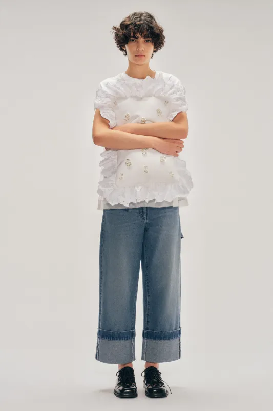 Embellished Straight Leg Jeans made by Simone Rocha