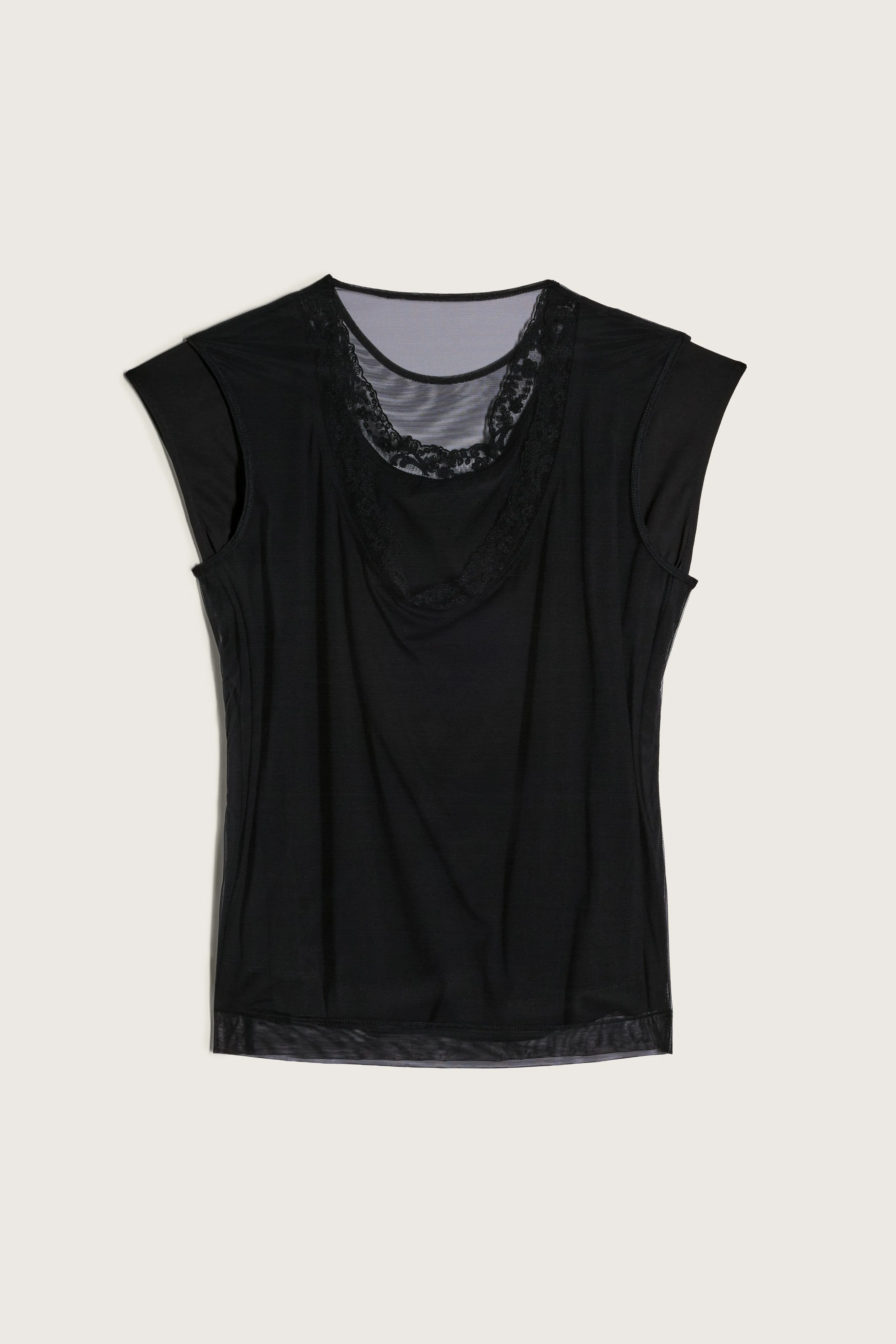 Layered Liquid Cap Sleeve Lace Trim T-Shirt sold by Simone Rocha product image thumbnail 2