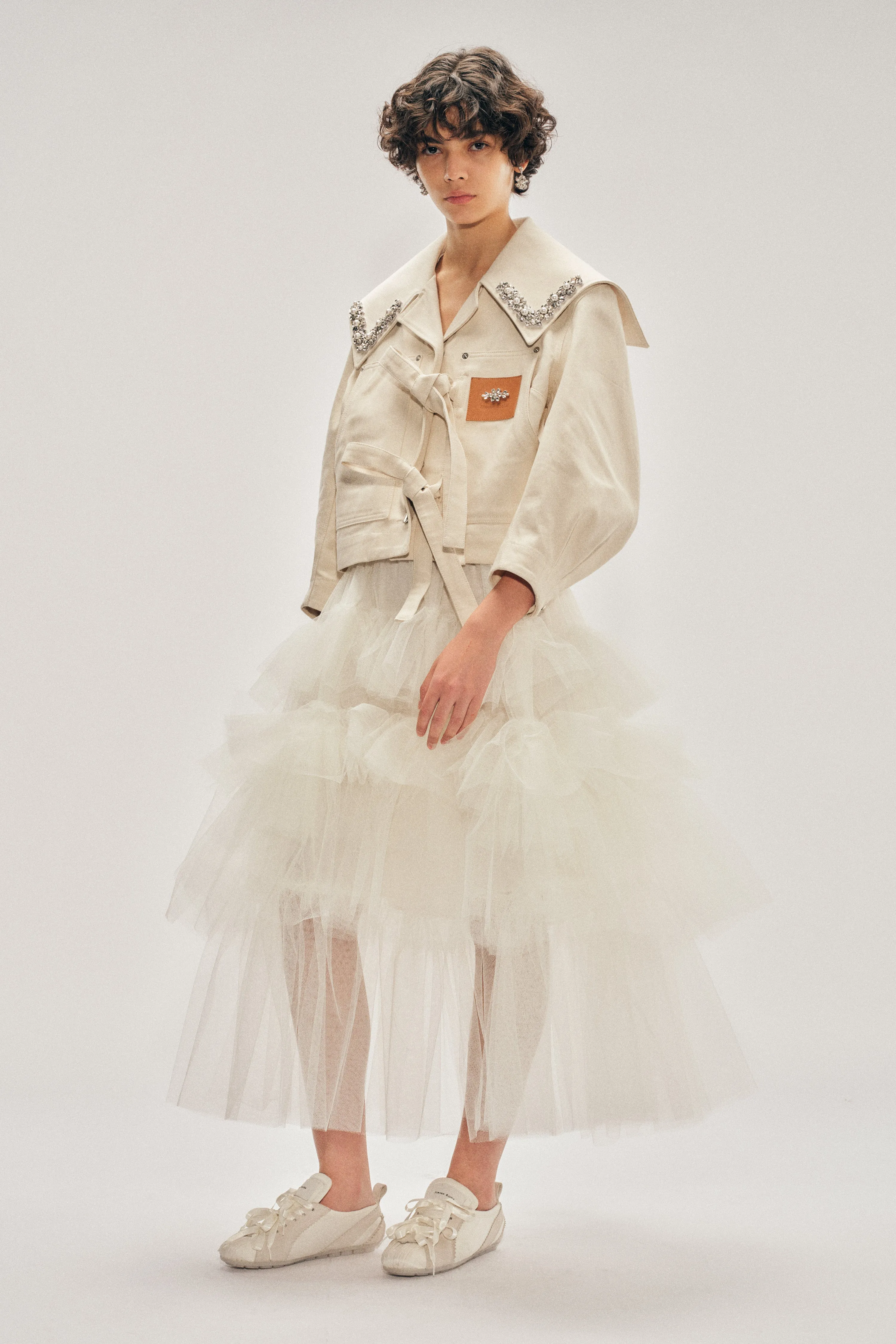 Embellished Cropped Sailor Collar Workwear Bow Jacket sold by Simone Rocha product image thumbnail 2