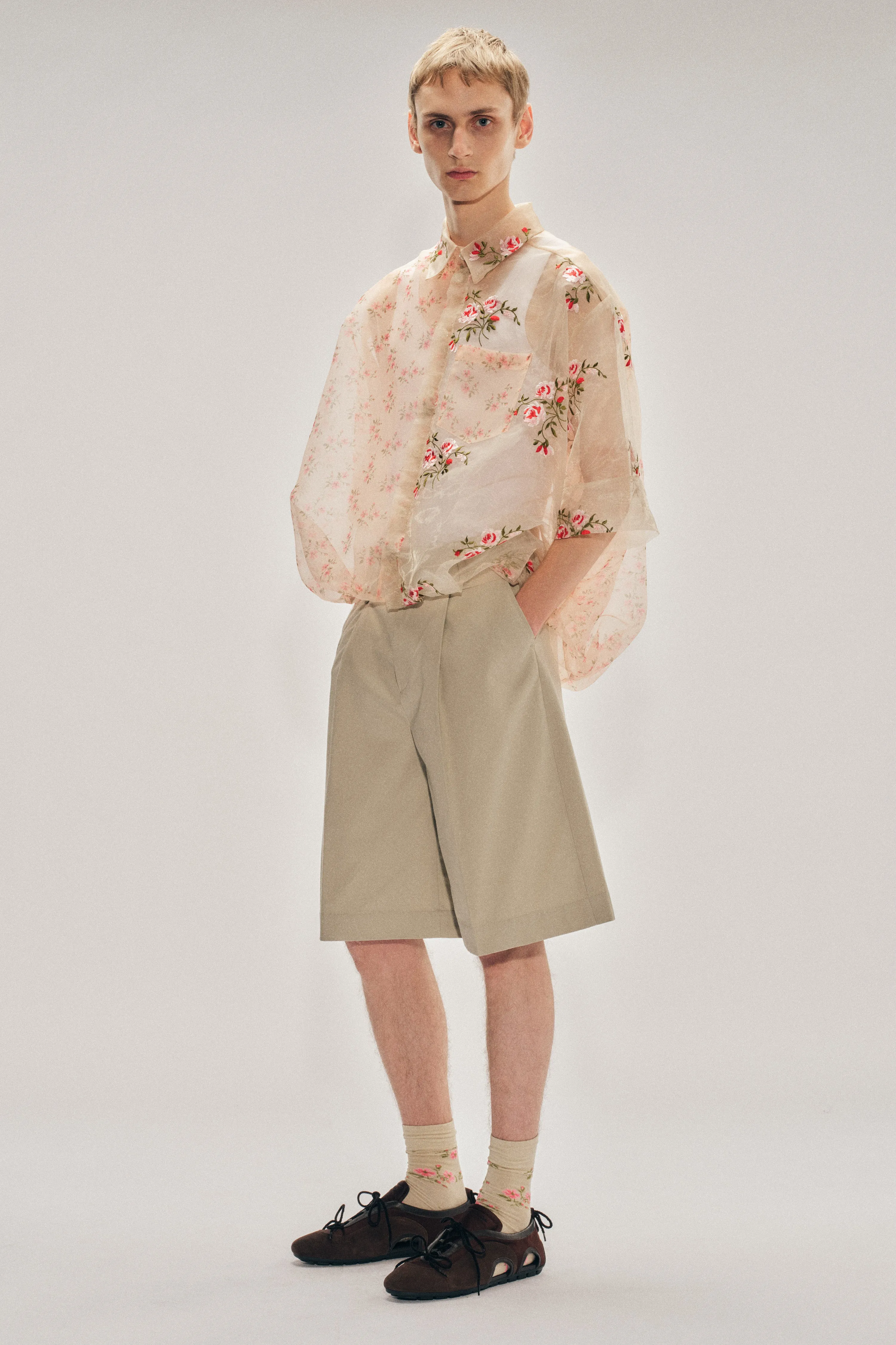 Sheer Patchwork Balloon Hem Shirt sold by Simone Rocha