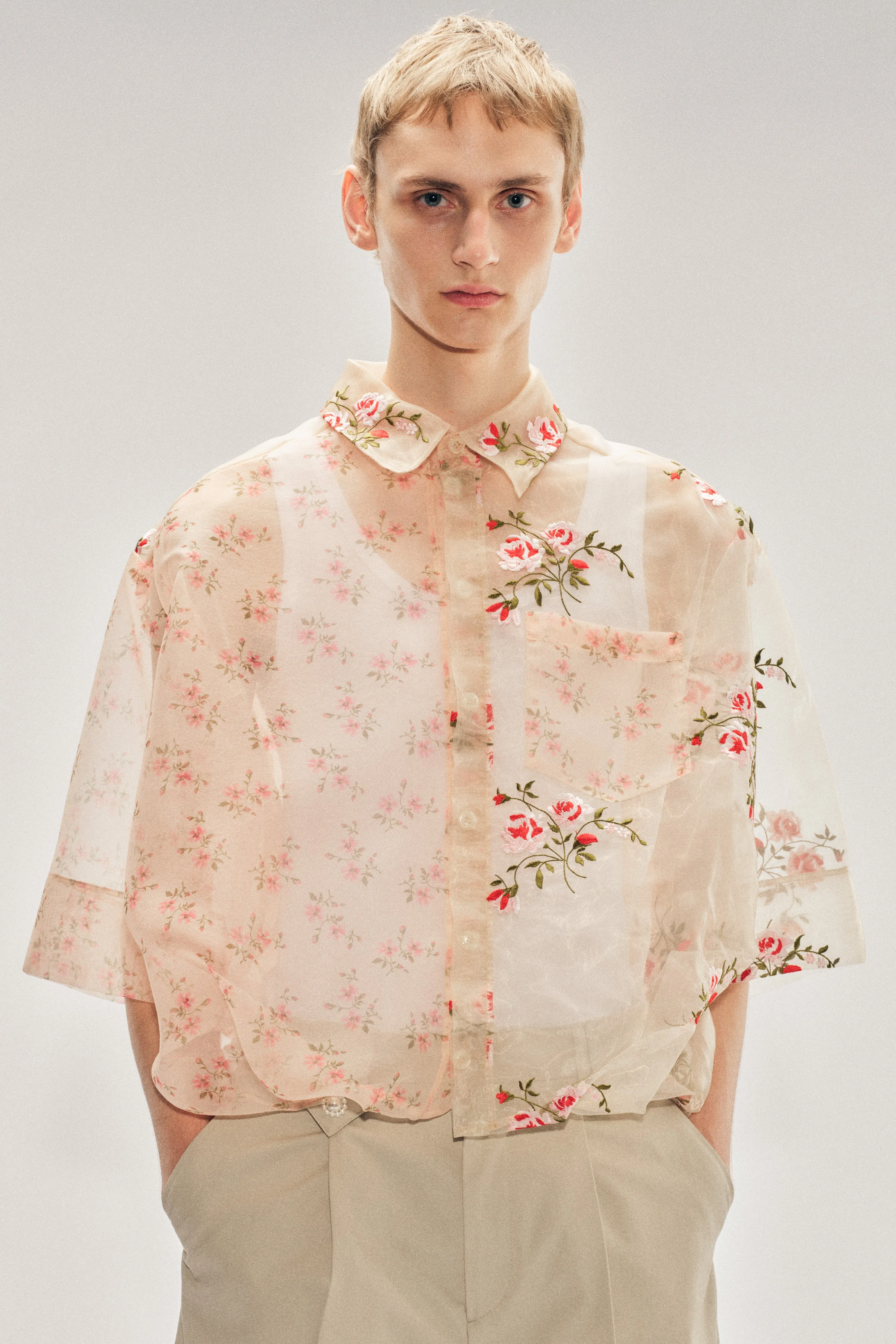Sheer Patchwork Balloon Hem Shirt sold by Simone Rocha product image thumbnail 4
