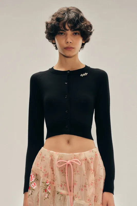 Embellished Cropped Merino Silk Cardigan made by Simone Rocha