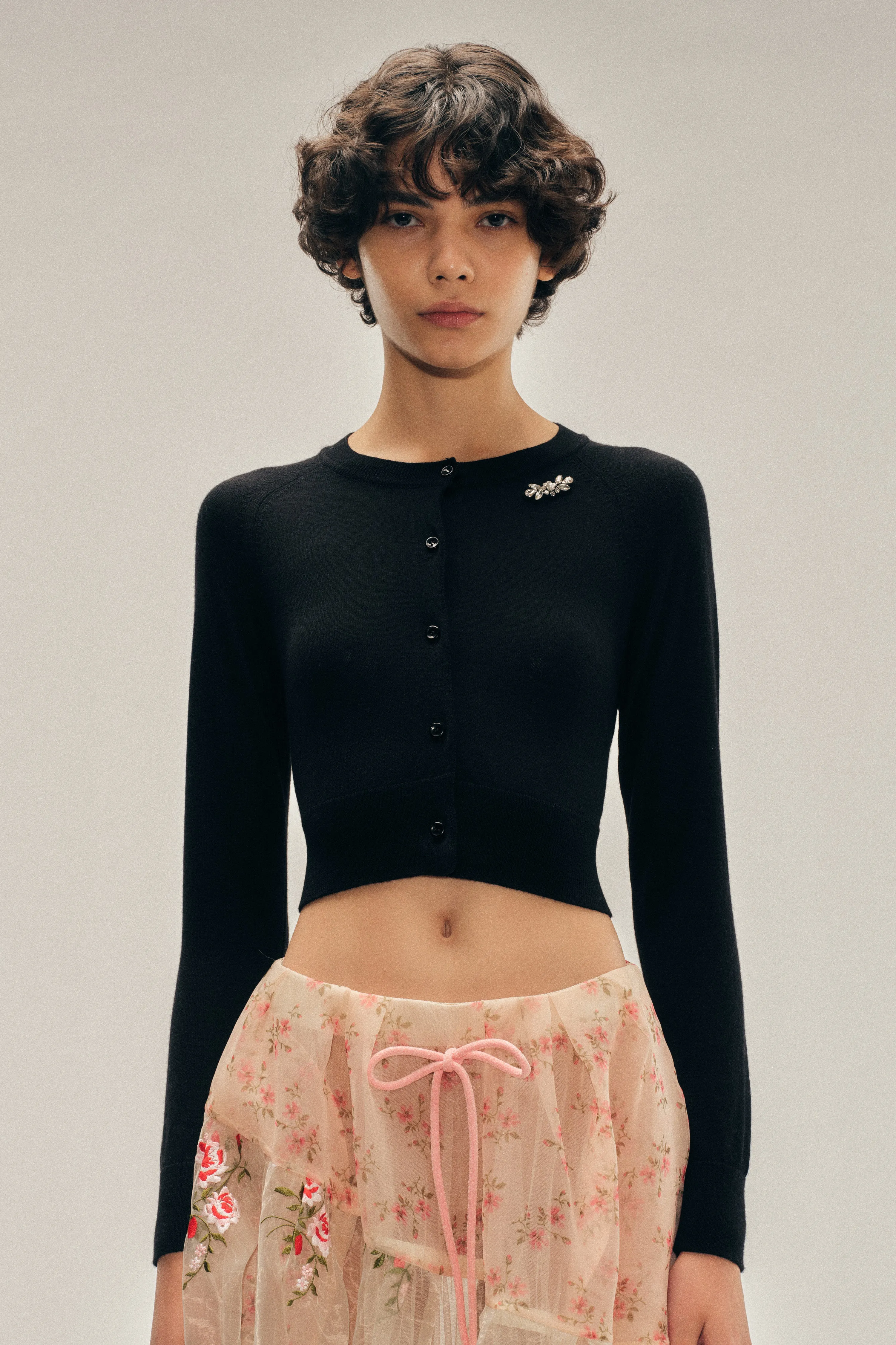 Embellished Cropped Merino Silk Cardigan sold by Simone Rocha