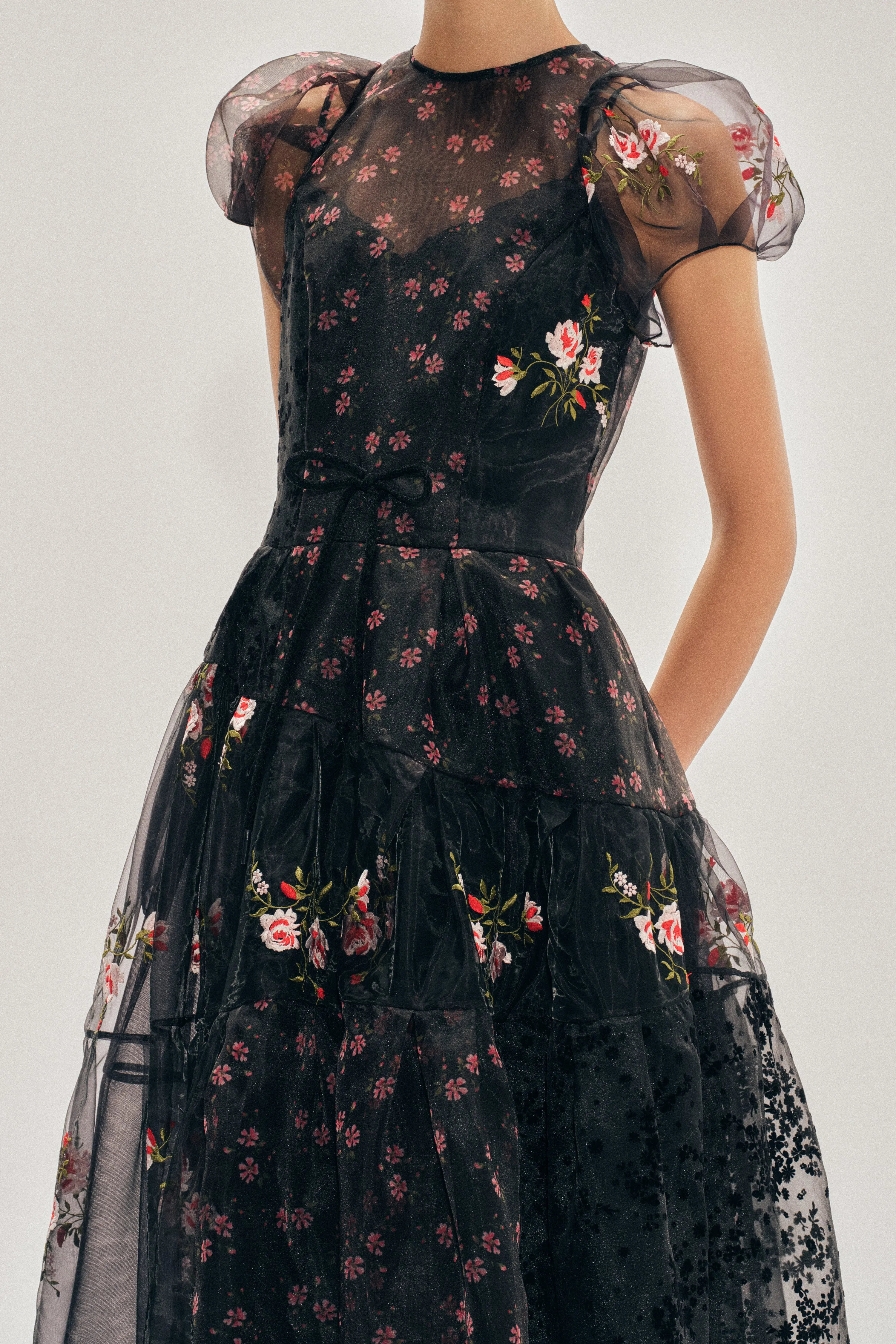 Sheer Puff Sleeve Patchwork Flounce Dress sold by Simone Rocha product image thumbnail 4