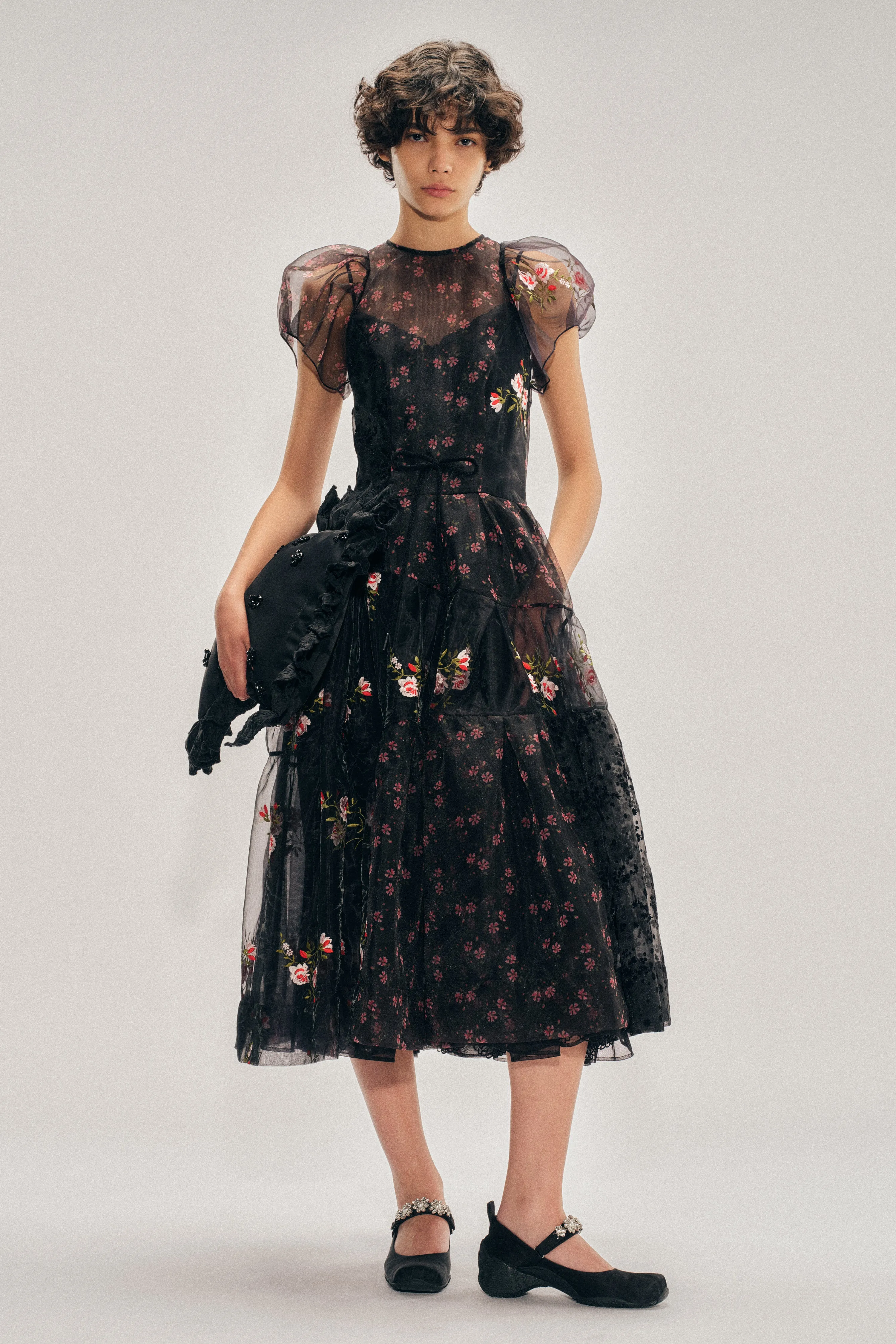 Sheer Puff Sleeve Patchwork Flounce Dress sold by Simone Rocha