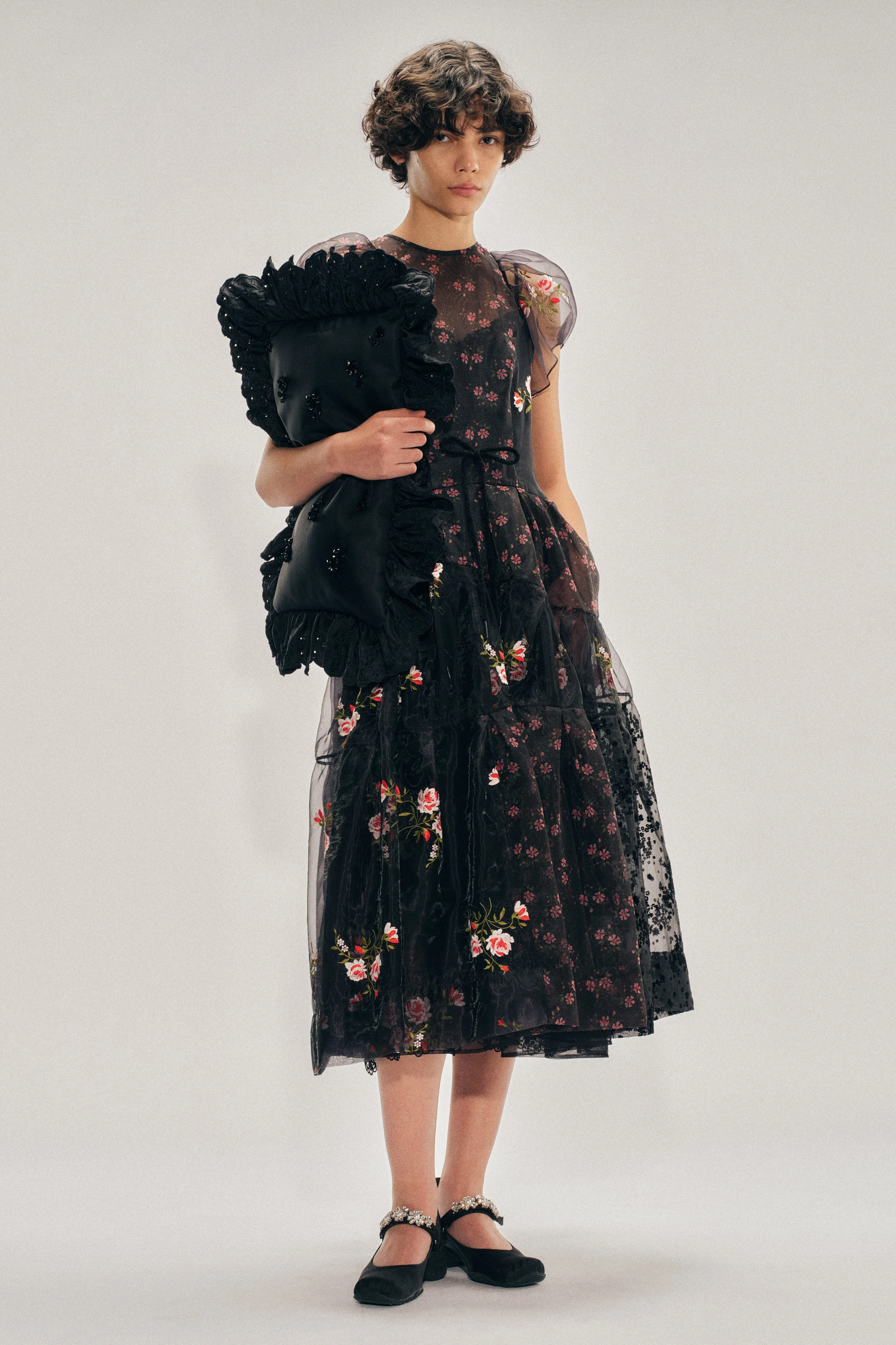 Sheer Puff Sleeve Patchwork Flounce Dress sold by Simone Rocha product image thumbnail 2