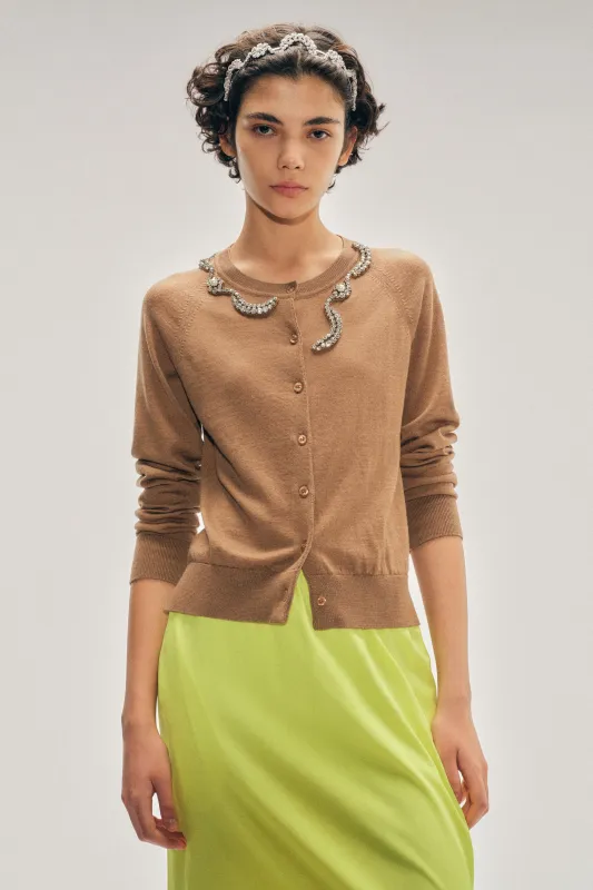 Embellished Classic Merino Silk Cardigan made by Simone Rocha