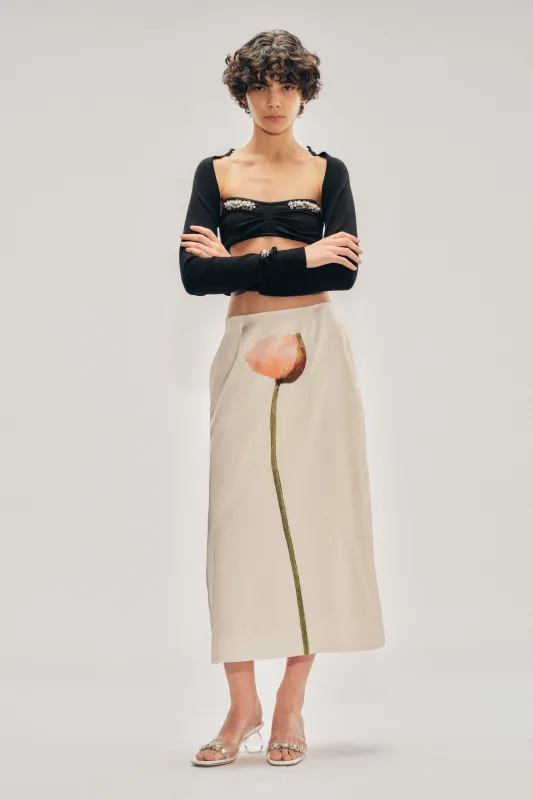 Poppy Motif Pencil Skirt made by Simone Rocha