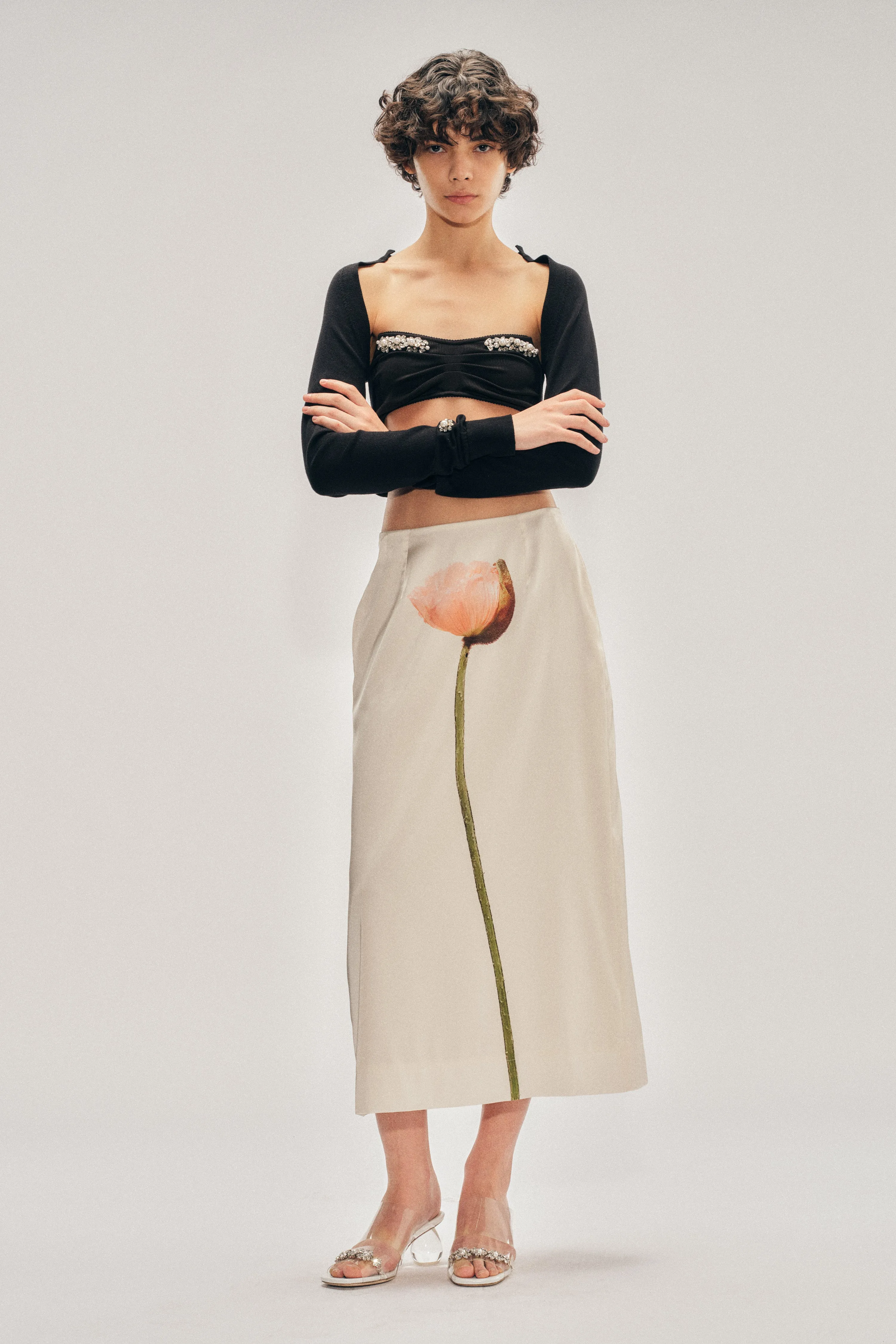 Poppy Motif Pencil Skirt sold by Simone Rocha