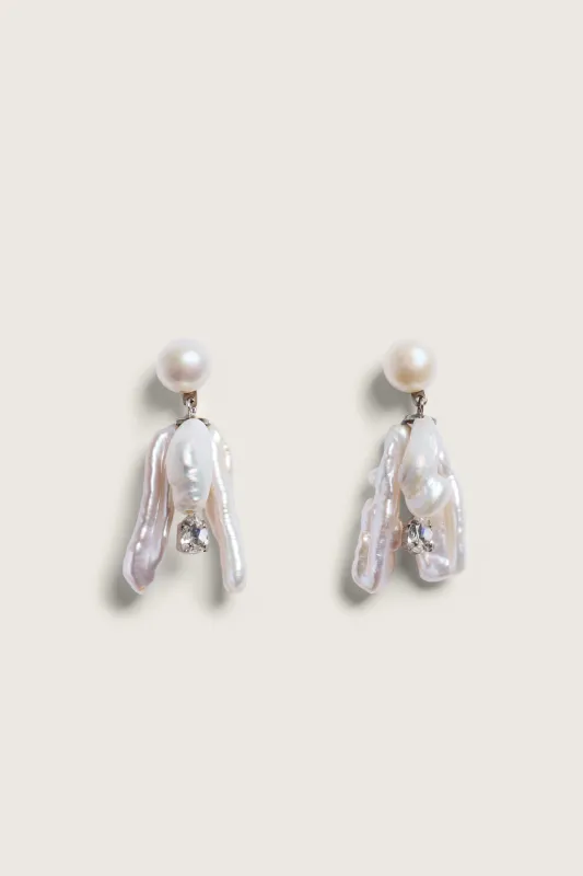 Pearl & Crystal Bloom Earrings made by Simone Rocha