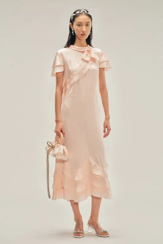 Peeling Scalloped Hem Petal Bow Sash Dress made by Simone Rocha
