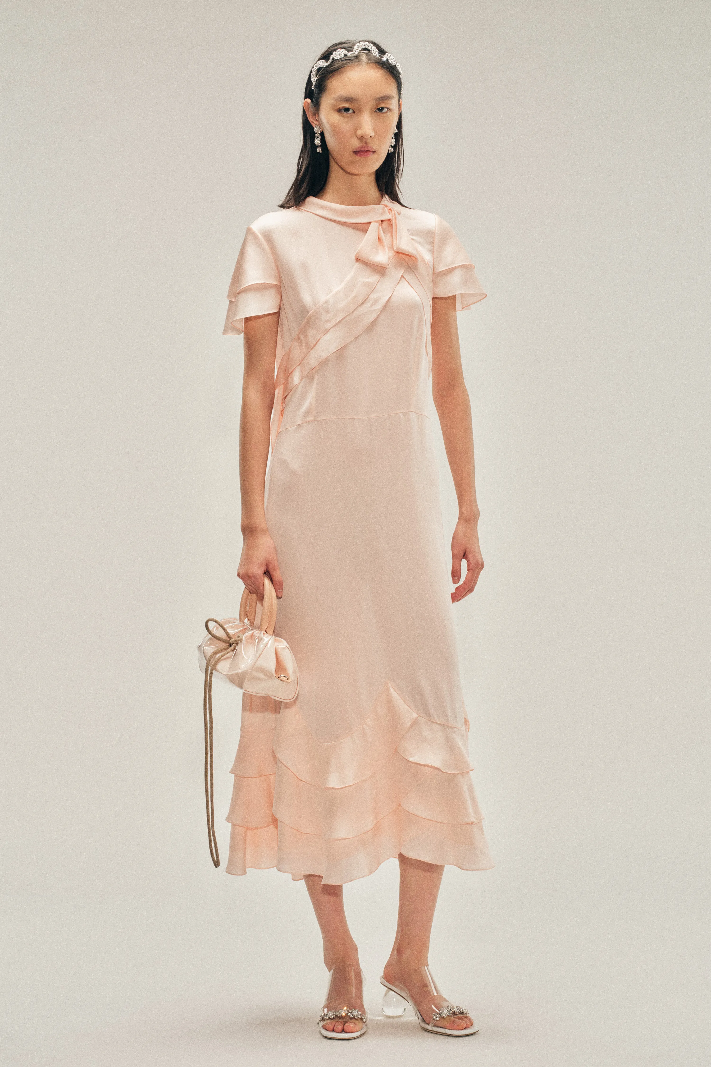 Peeling Scalloped Hem Petal Bow Sash Dress sold by Simone Rocha