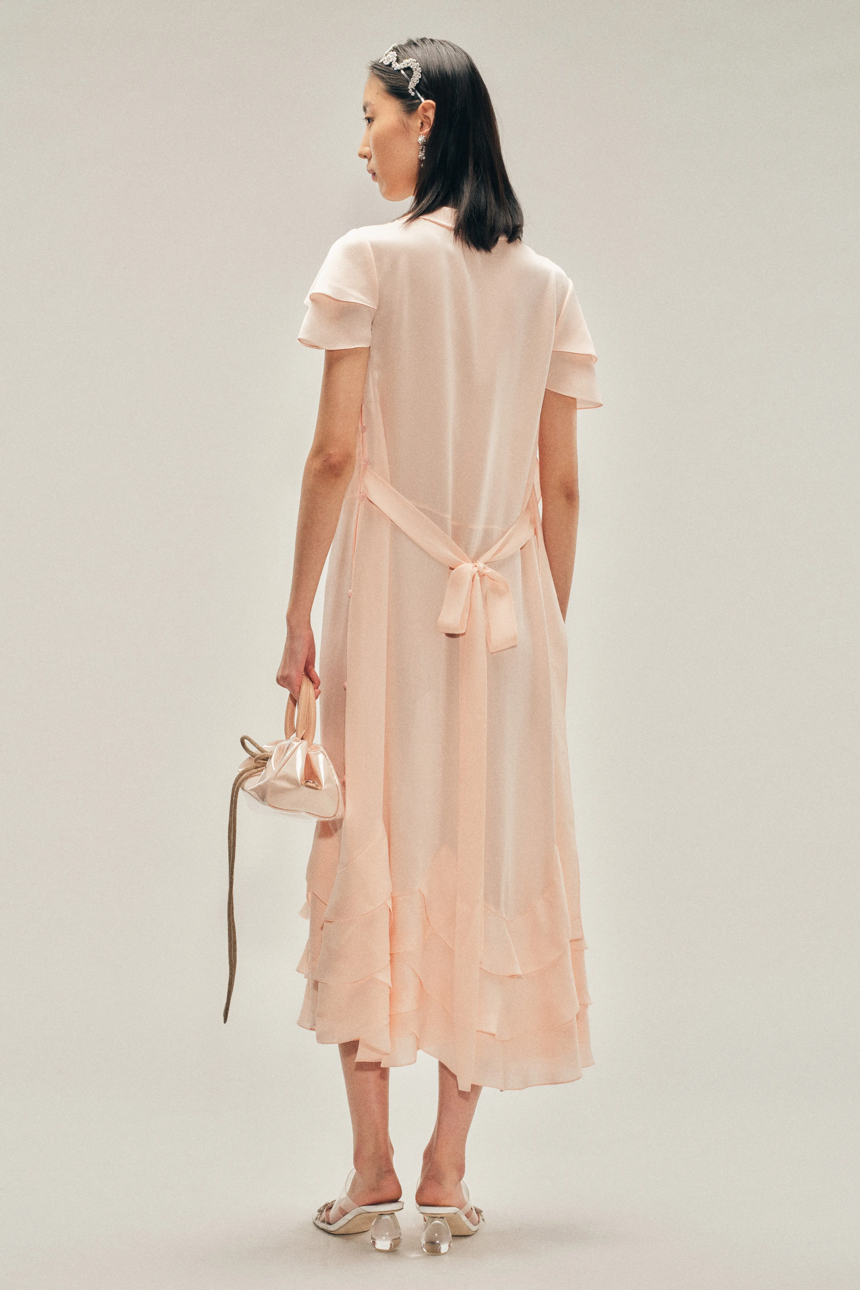 Peeling Scalloped Hem Petal Bow Sash Dress sold by Simone Rocha product image thumbnail 3
