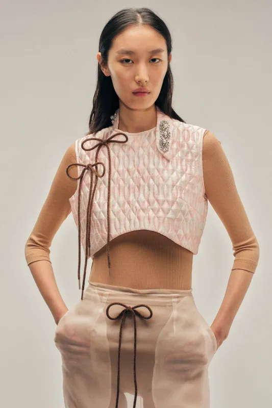Embellished Quilted Offset Fragment Collar Top made by Simone Rocha