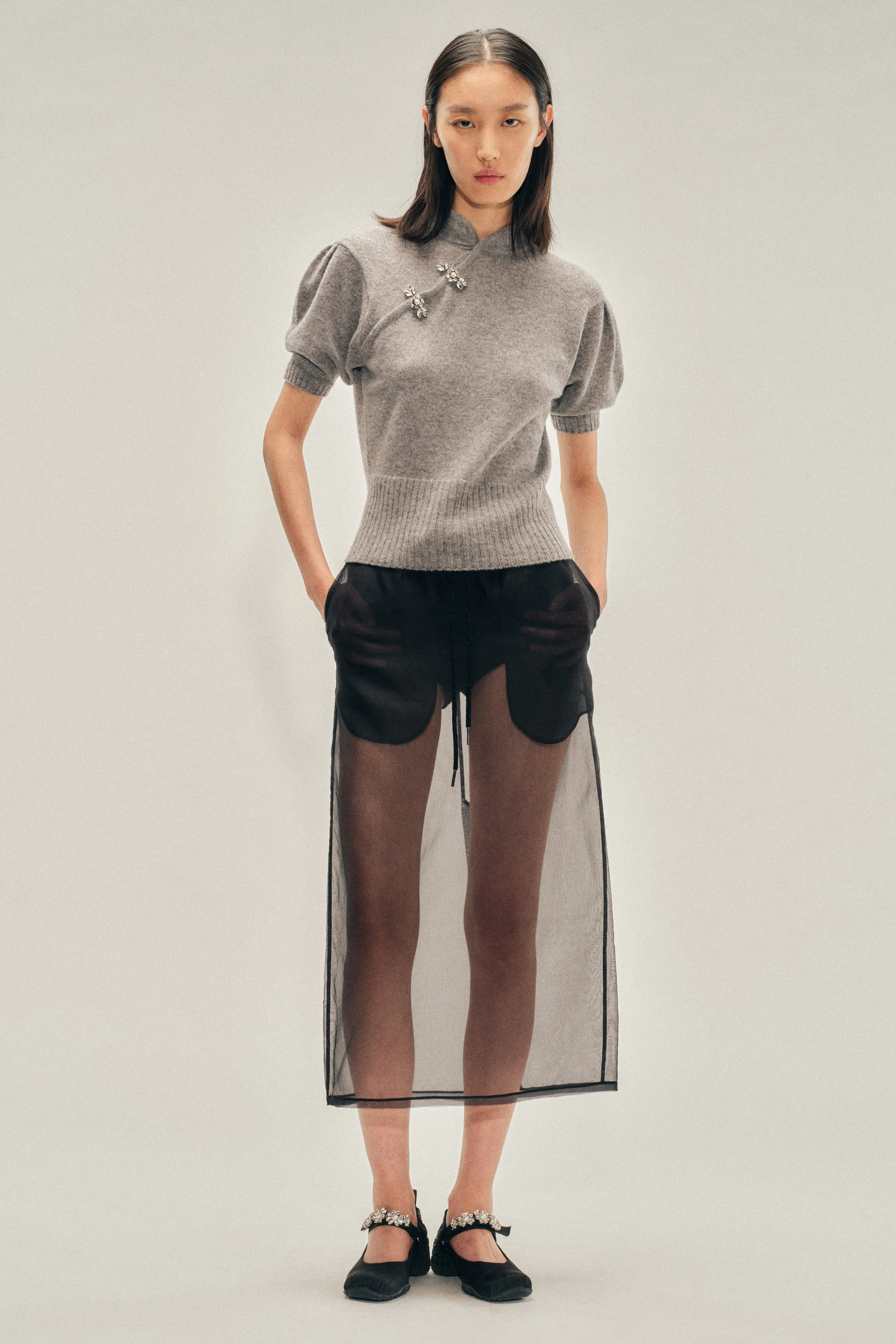 Embellished Mandarin Collar Cashmere Jumper sold by Simone Rocha product image thumbnail 2