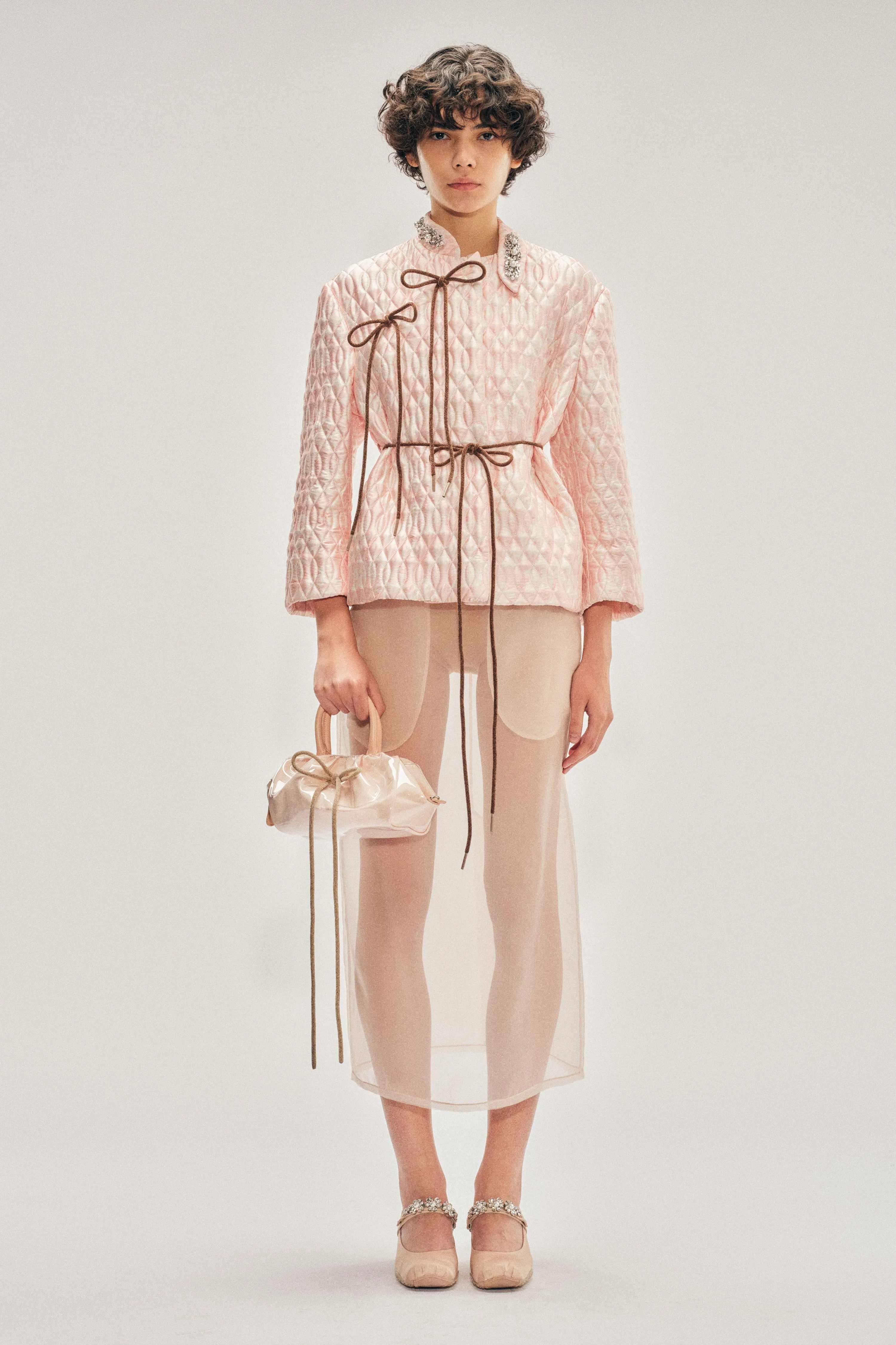 Embellished Quilted Offset Fragment Collar Jacket sold by Simone Rocha