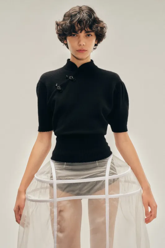 Embellished Mandarin Collar Cashmere Jumper made by Simone Rocha