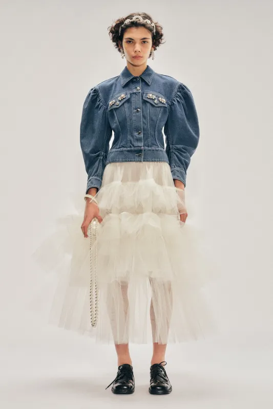 Embellished Sculpted Draped Sleeve Jacket sold by Simone Rocha