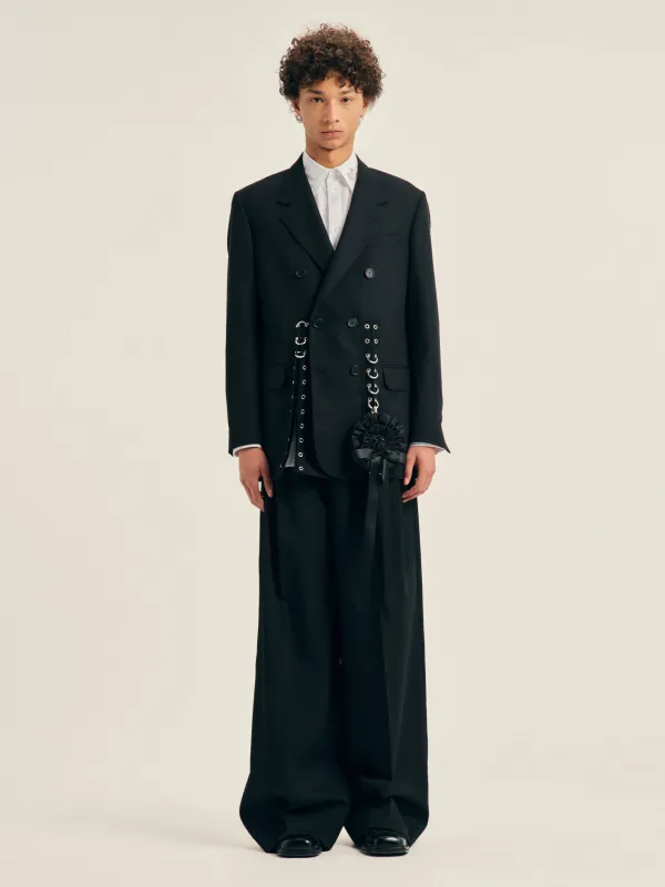 Double Breasted Grommet Ring Hem Slice Jacket made by Simone Rocha