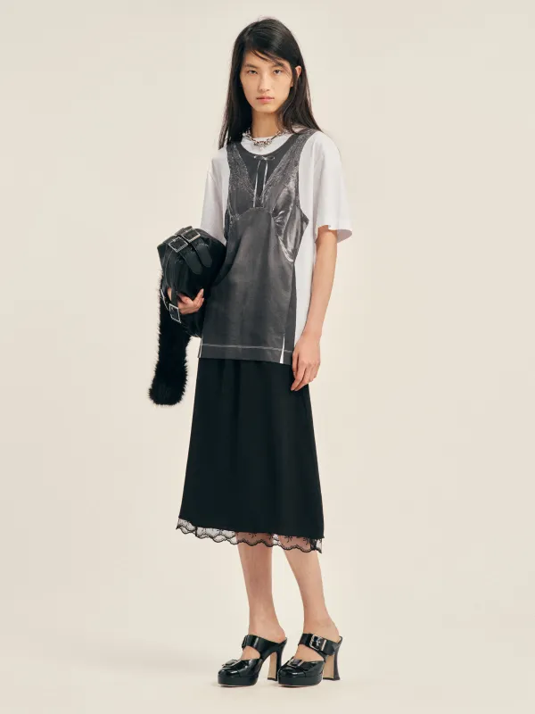 Patchwork Satin Trompe L'Oeil Print T-Shirt made by Simone Rocha