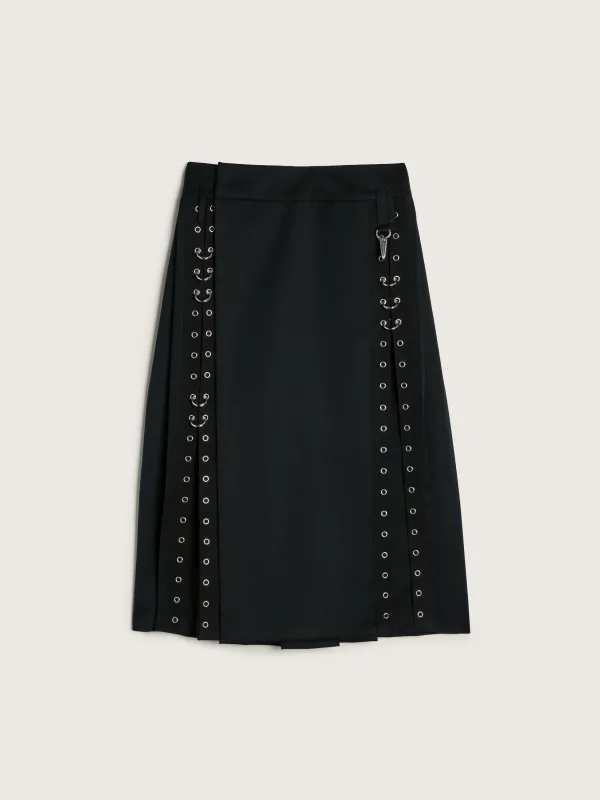Tailored Grommet Ring Clip Kilt made by Simone Rocha