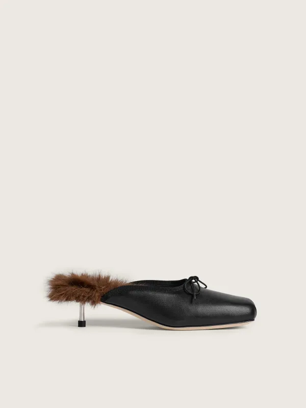 Faux Fur Lined Pointe Mule Heel made by Simone Rocha