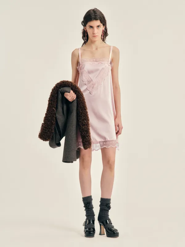 Mini Square Neck Lace Trim Dress made by Simone Rocha