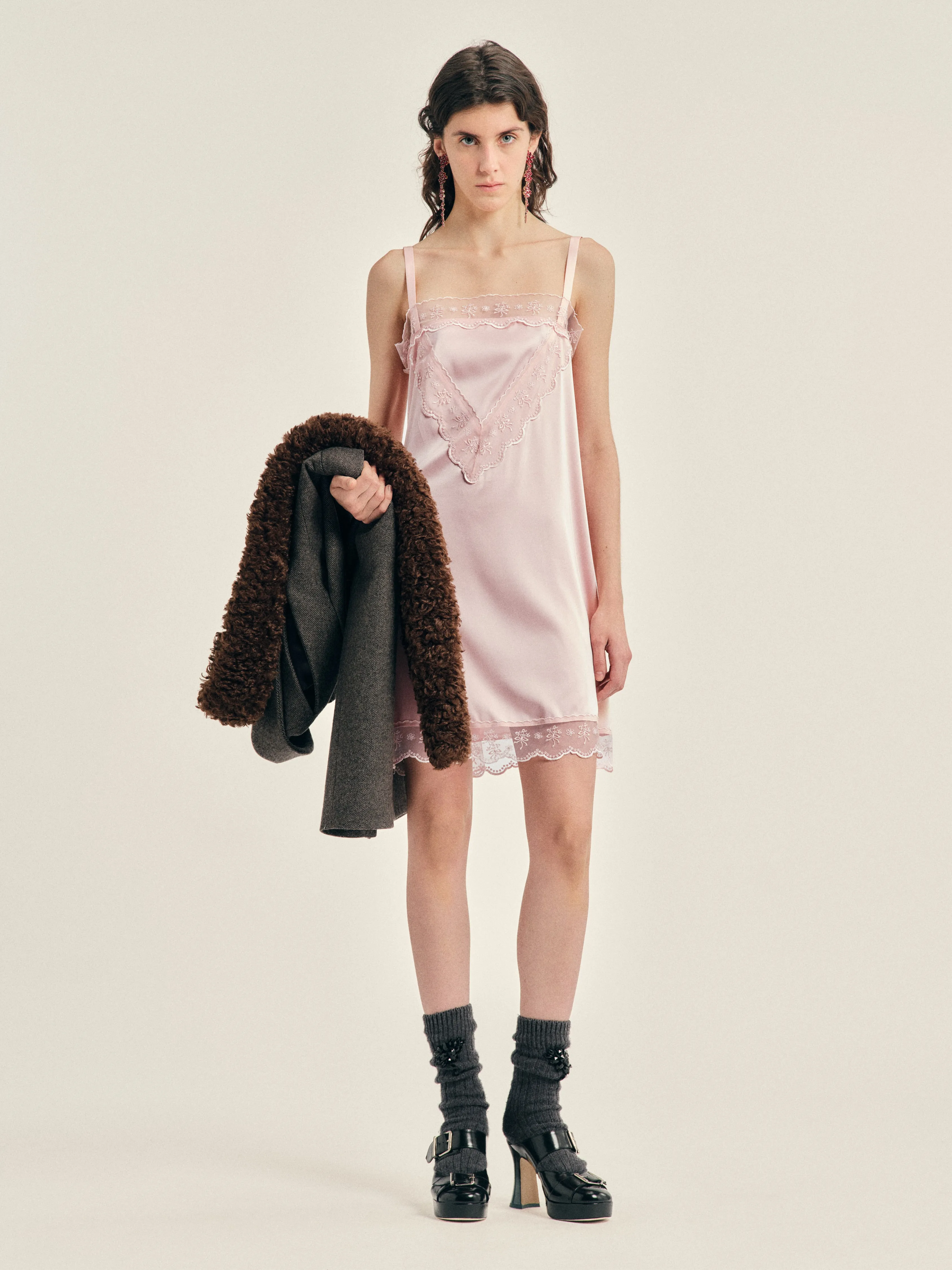 Mini Square Neck Lace Trim Dress sold by Simone Rocha