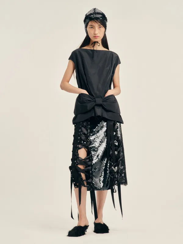 Boxy Peplum Bow Detail Top made by Simone Rocha