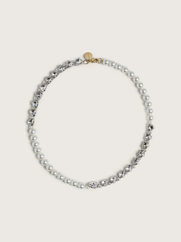 Quartet Pearl & Crystal Heart Necklace made by Simone Rocha