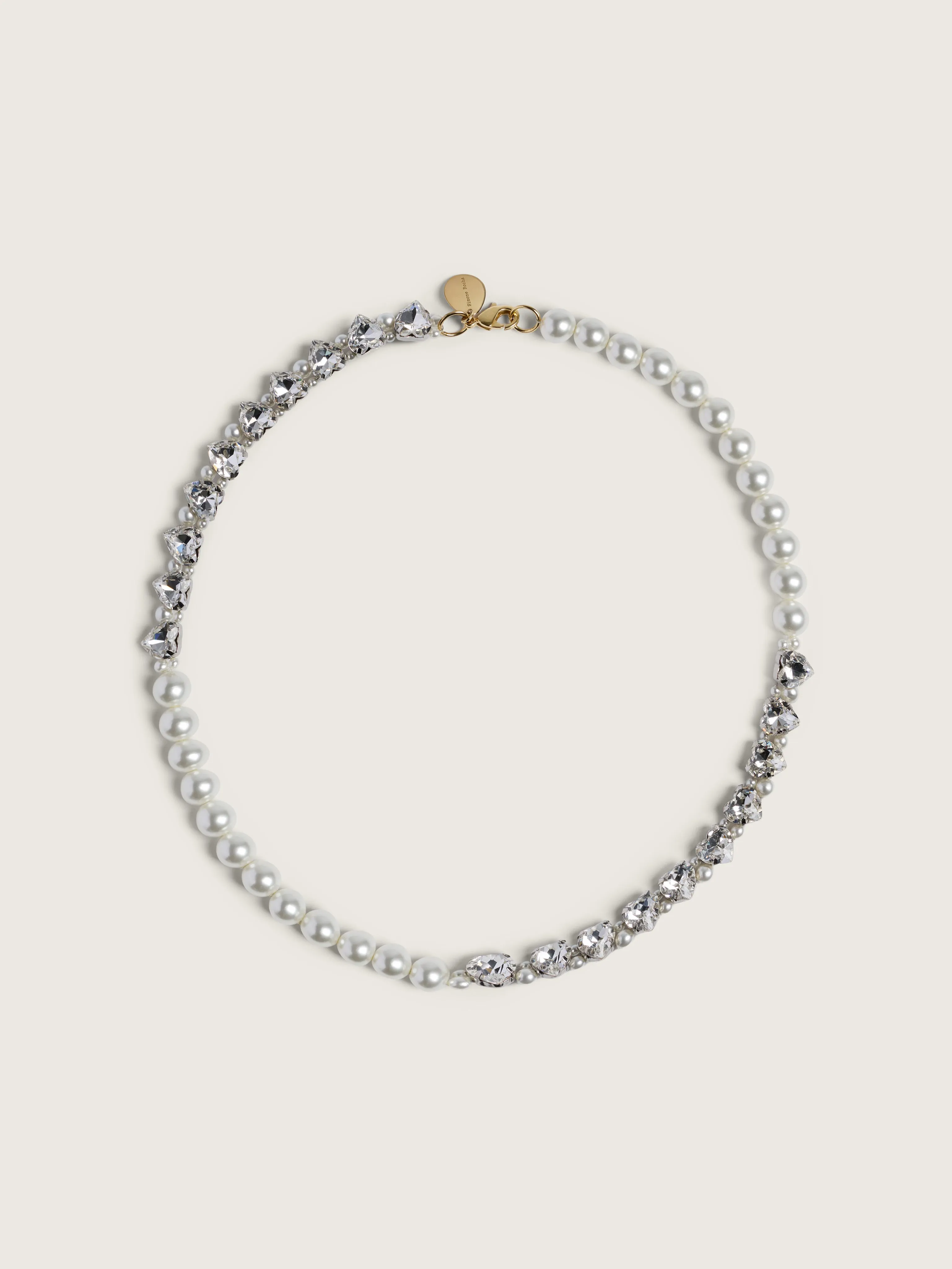 Quartet Pearl & Crystal Heart Necklace sold by Simone Rocha