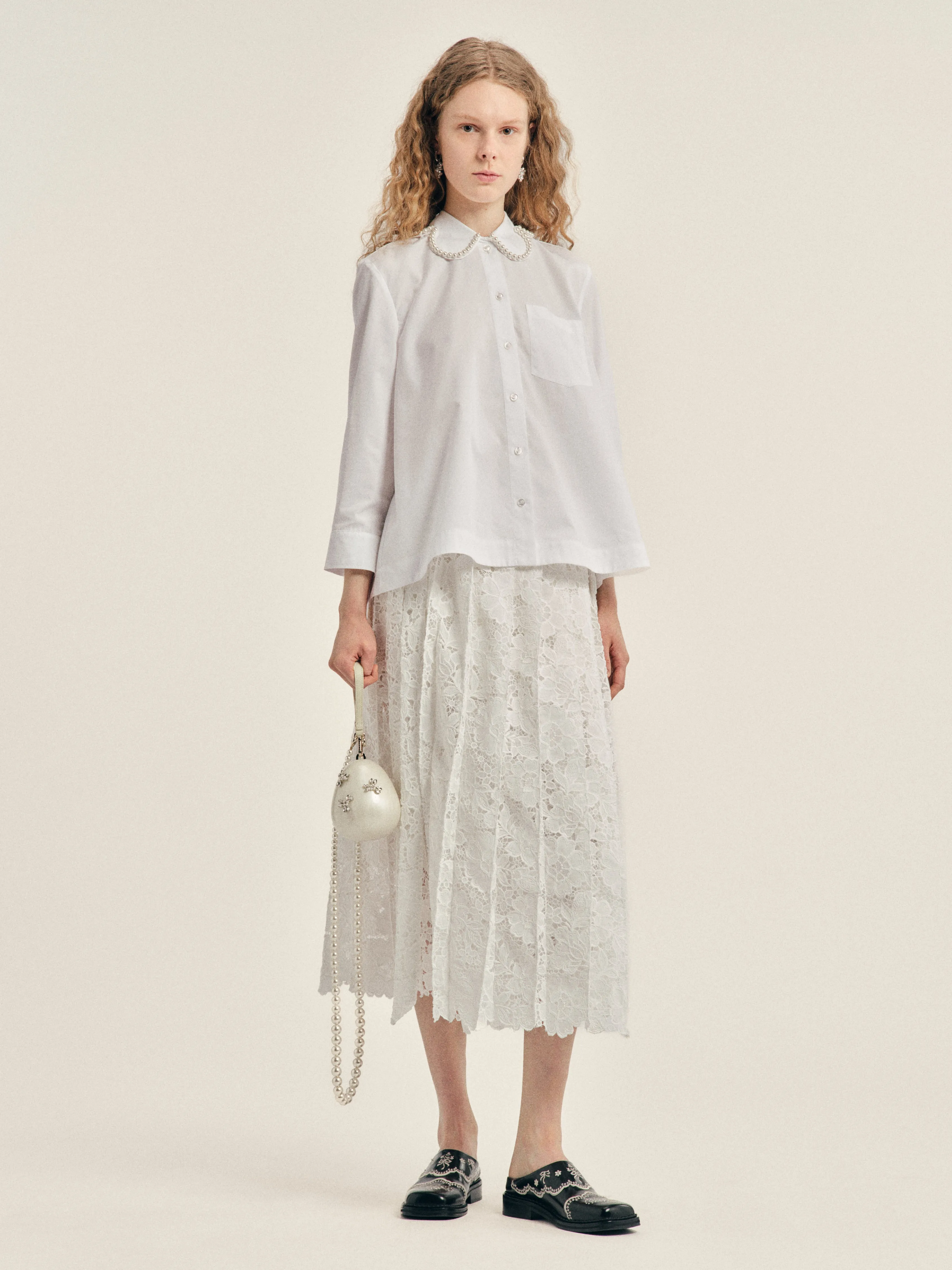 Embellished Cropped Petal Collar Masculine Shirt sold by Simone Rocha product image thumbnail 2