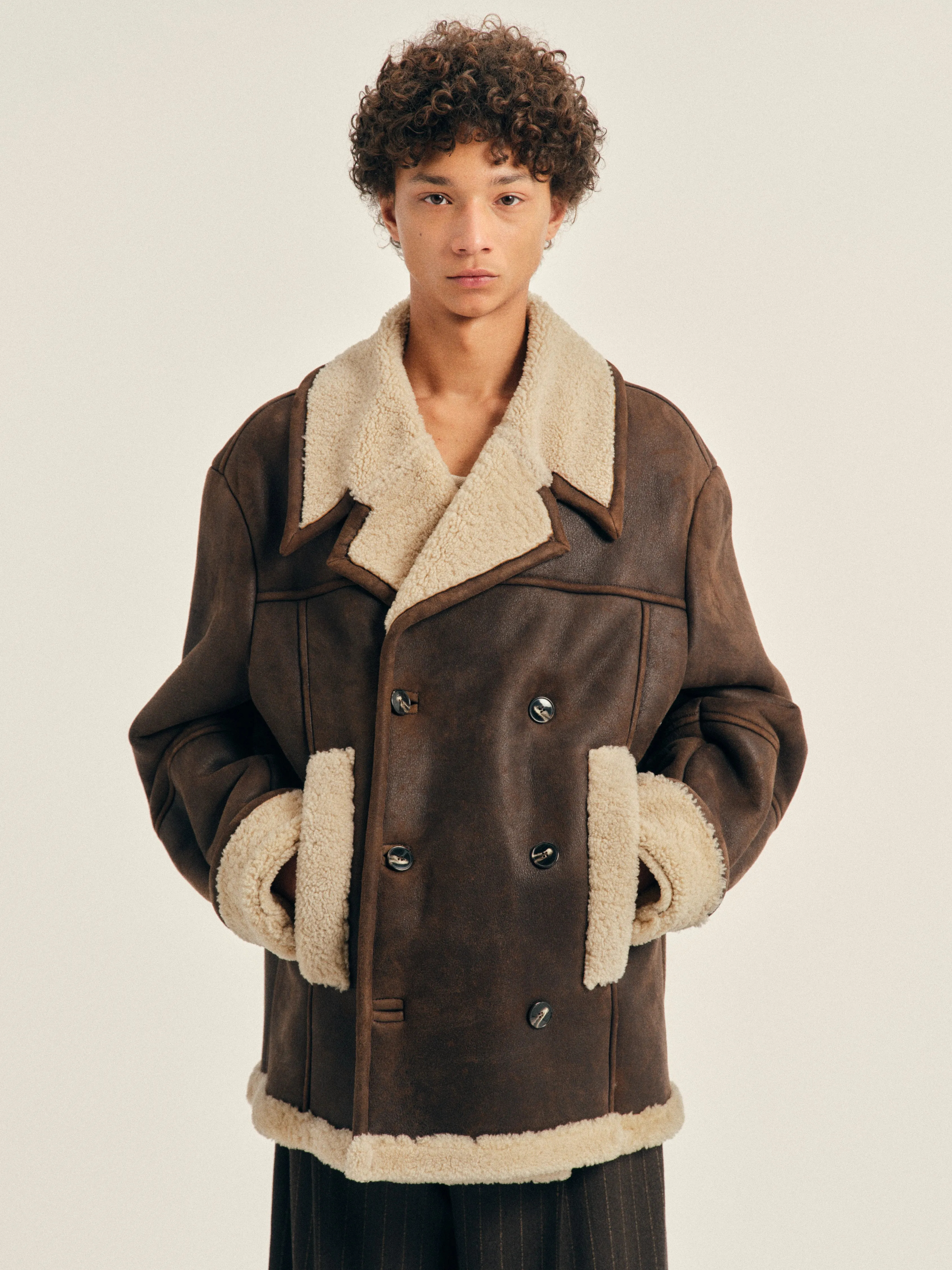 Double Breasted Shearling Aviator Jacket sold by Simone Rocha product image thumbnail 4