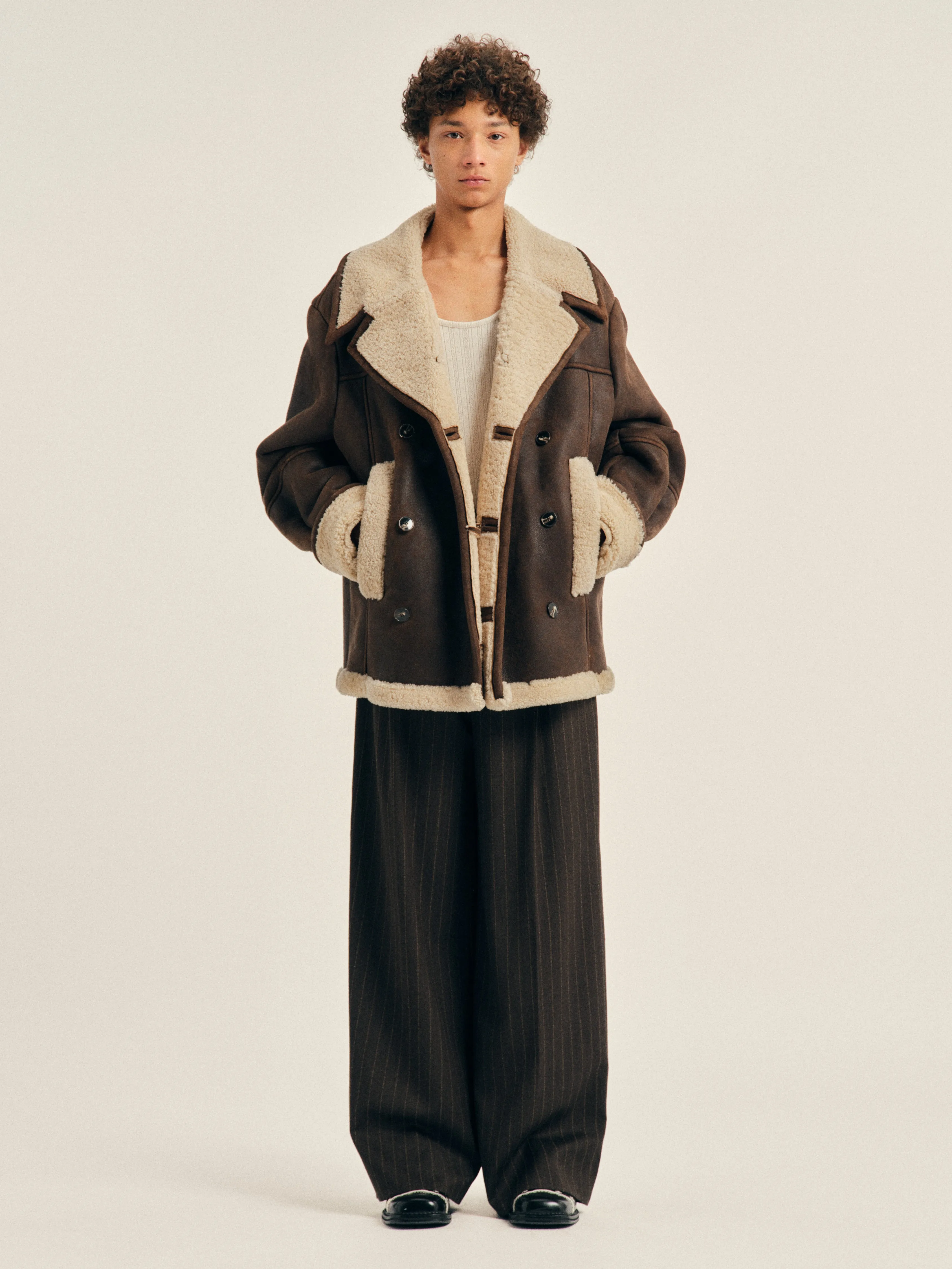 Double Breasted Shearling Aviator Jacket sold by Simone Rocha