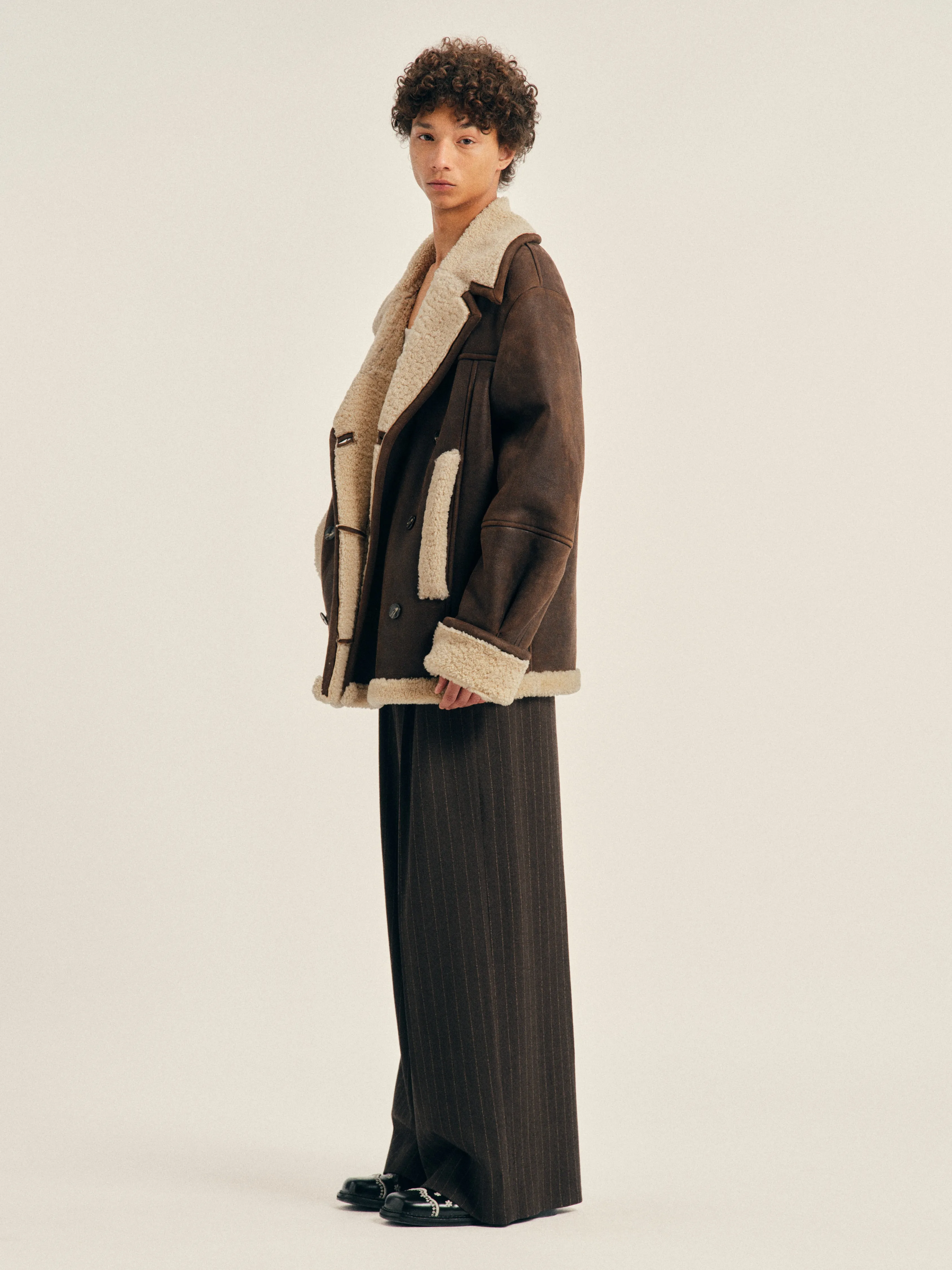 Double Breasted Shearling Aviator Jacket sold by Simone Rocha product image thumbnail 2