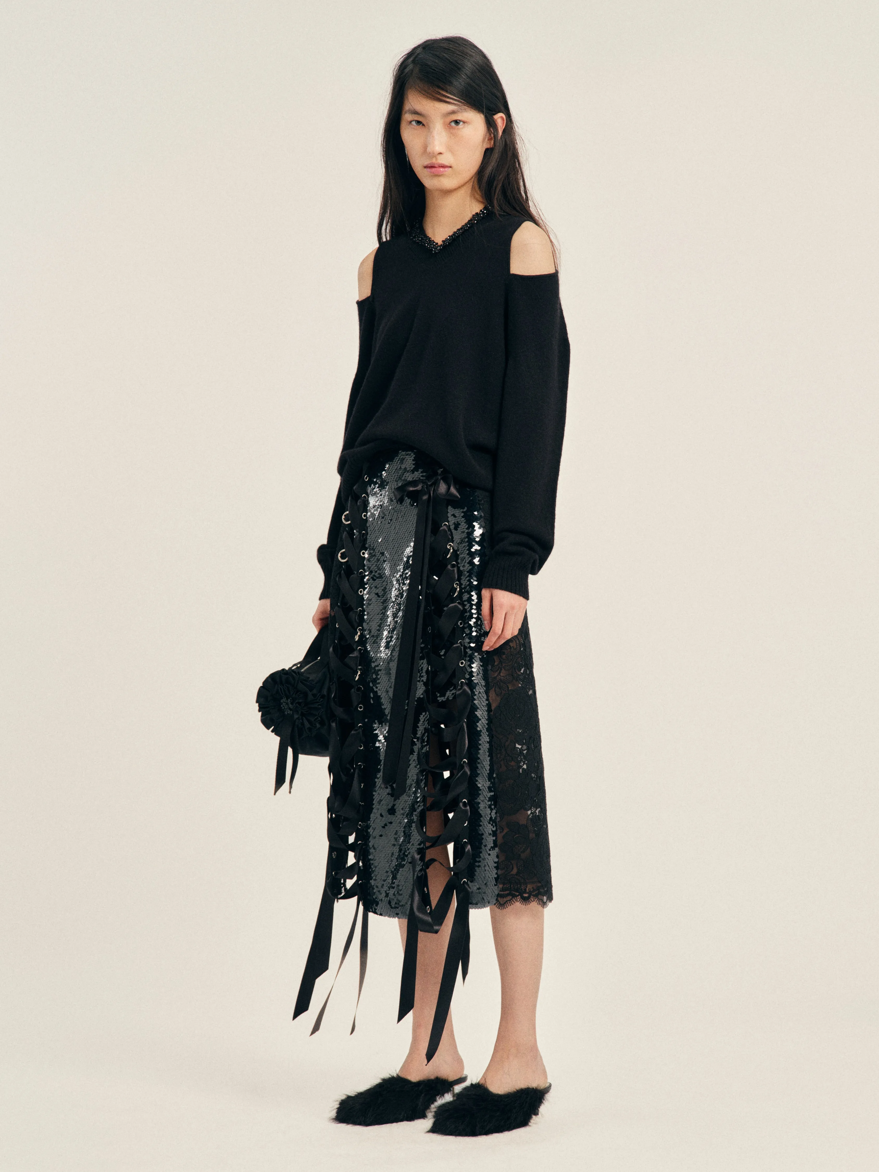 Embellished Relaxed Cashmere Slash V-Neck Jumper sold by Simone Rocha product image thumbnail 2