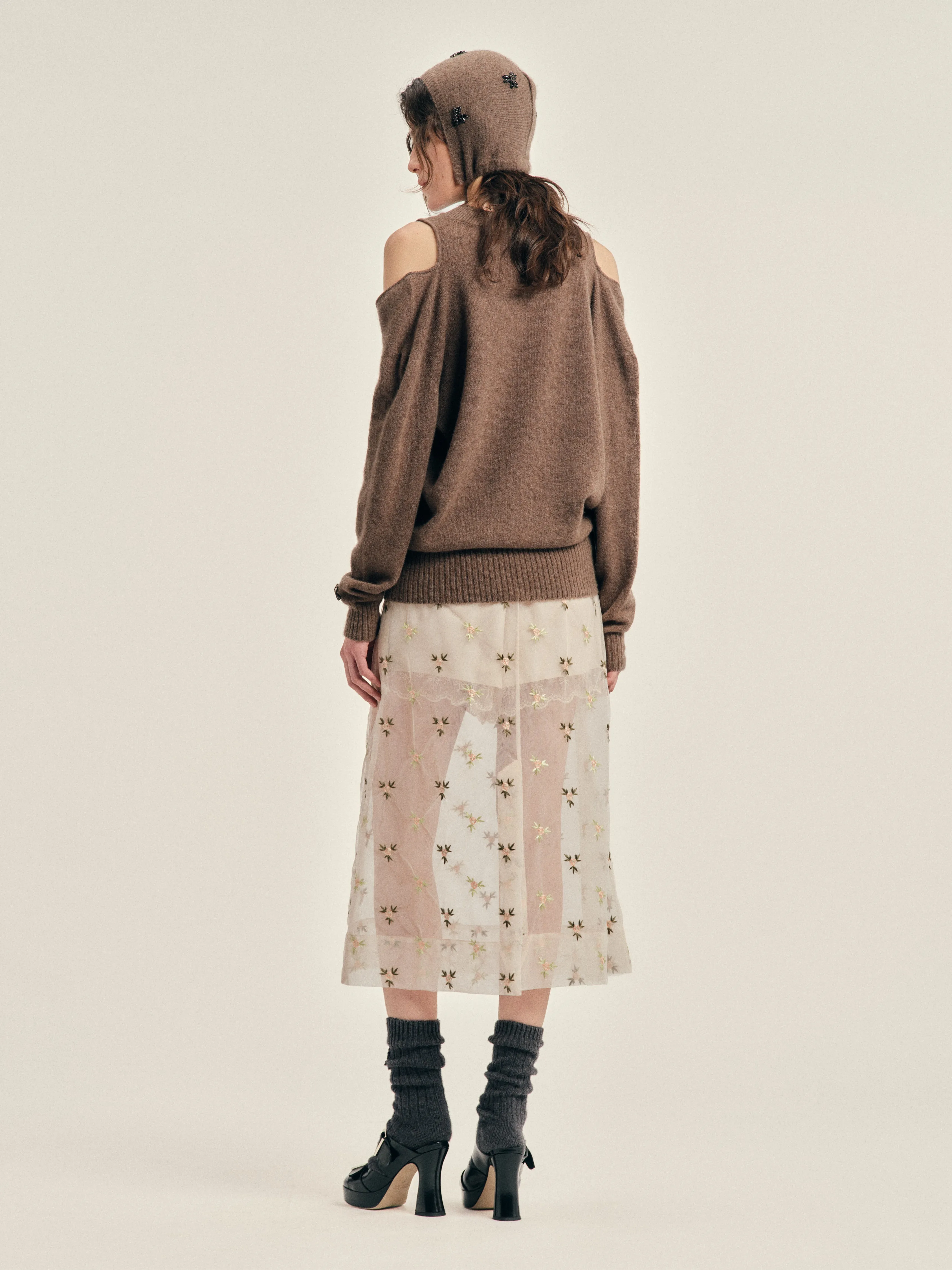 Embellished Relaxed Cashmere Slash V-Neck Jumper sold by Simone Rocha product image thumbnail 3