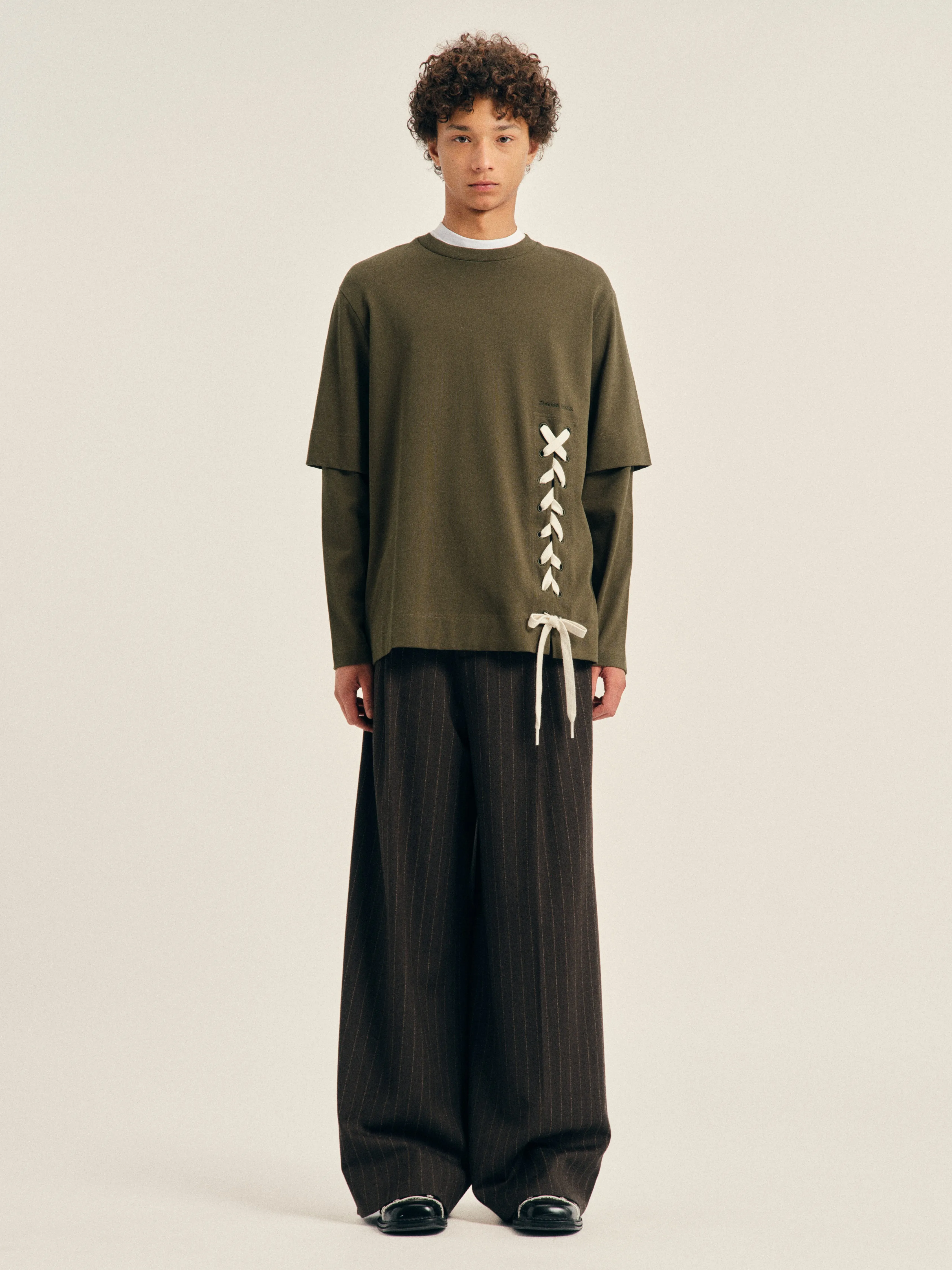 Lace Up Hem Layered Long Sleeve T-Shirt sold by Simone Rocha product image thumbnail 2