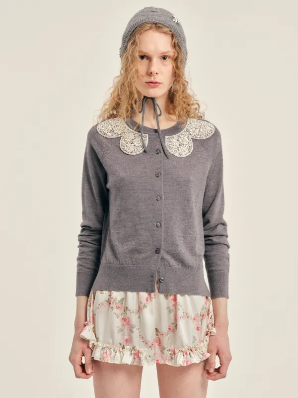 Turbo Embellished Classic Merino Silk Cardigan made by Simone Rocha