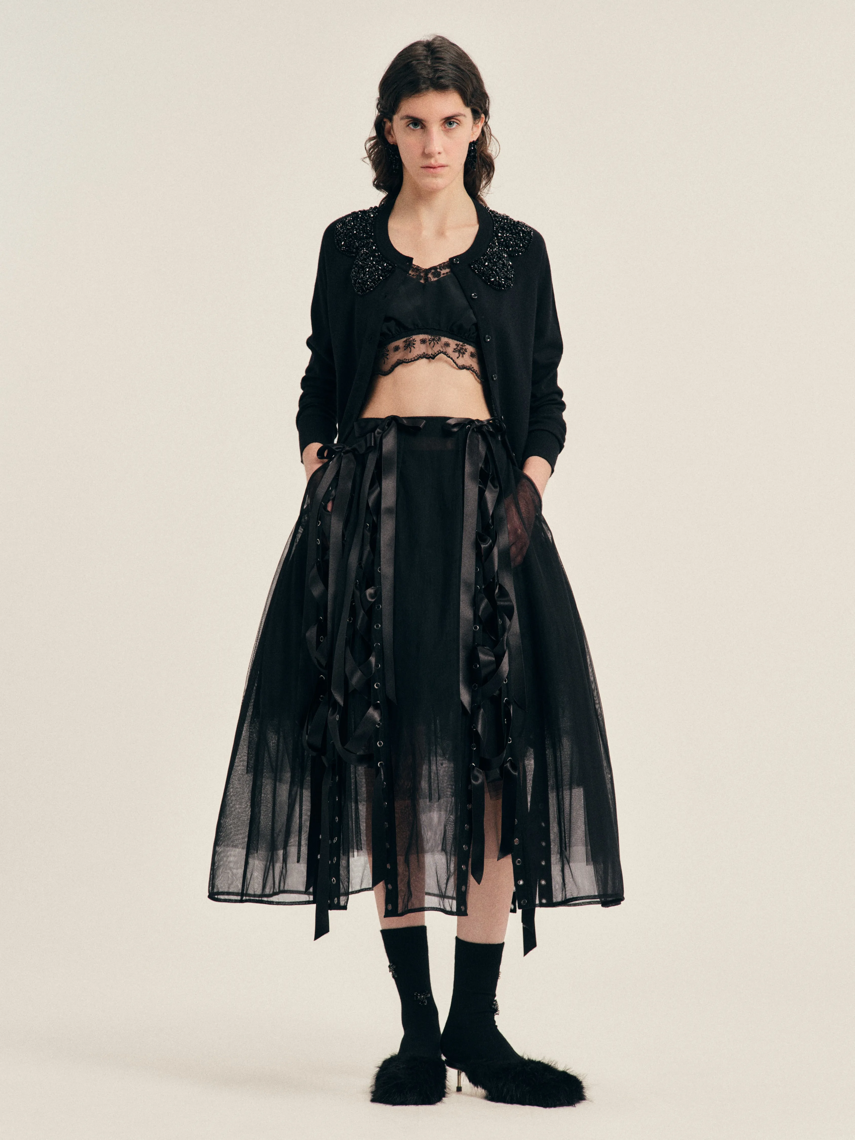 Turbo Embellished Classic Merino Silk Cardigan sold by Simone Rocha product image thumbnail 2