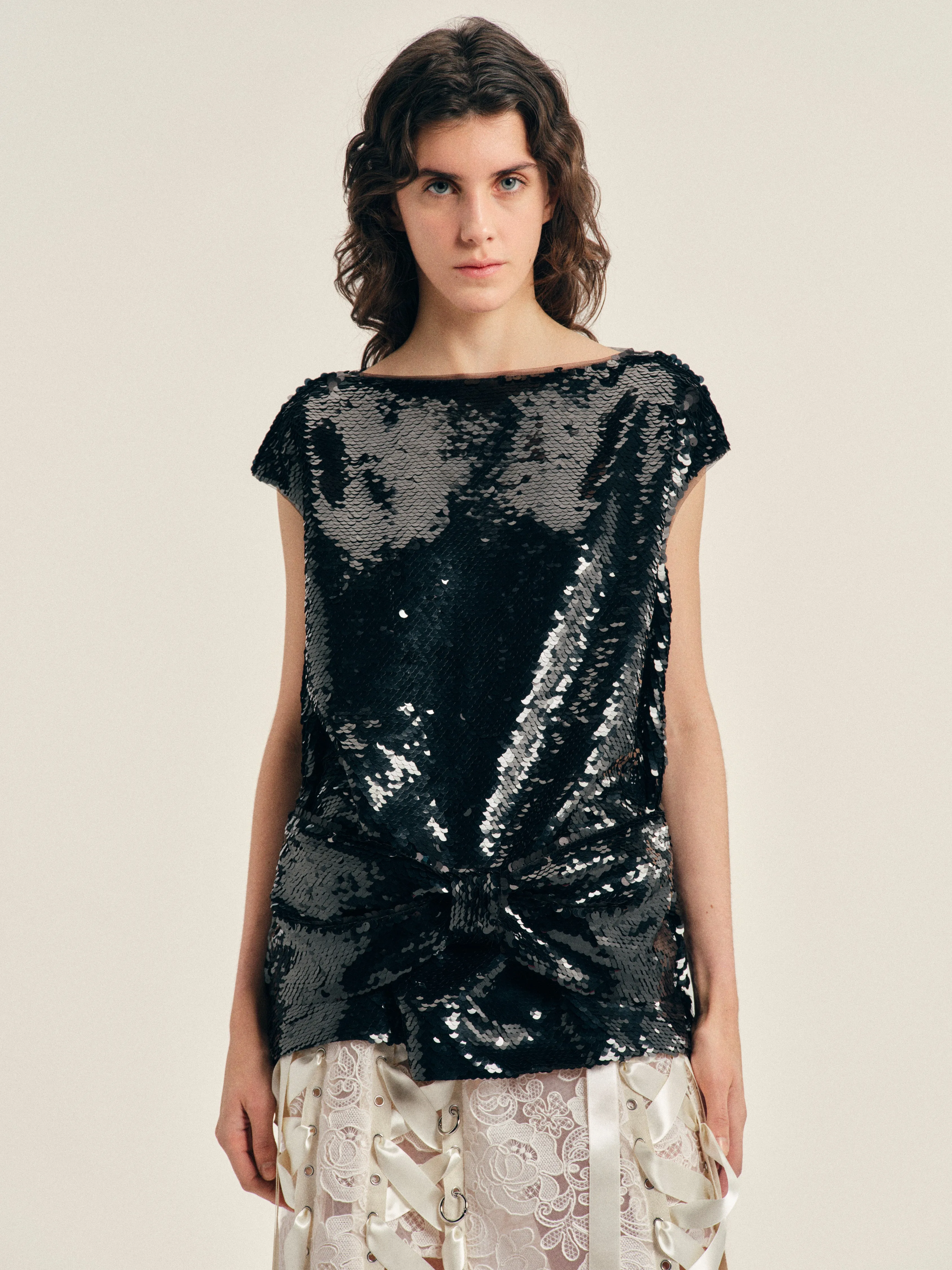 Boxy Peplum Bow Detail Top sold by Simone Rocha product image thumbnail 4