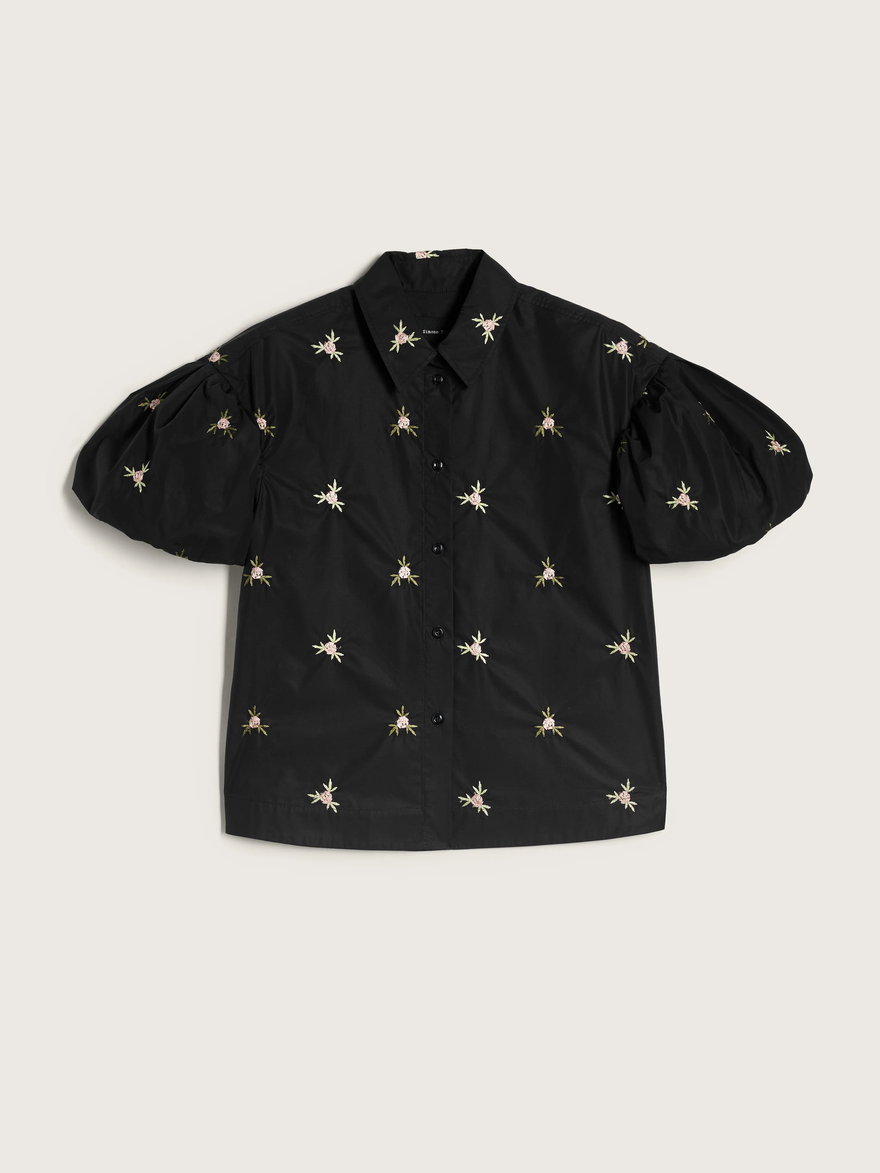 Cropped Rosebud Puff Sleeve Lace Trim Shirt sold by Simone Rocha