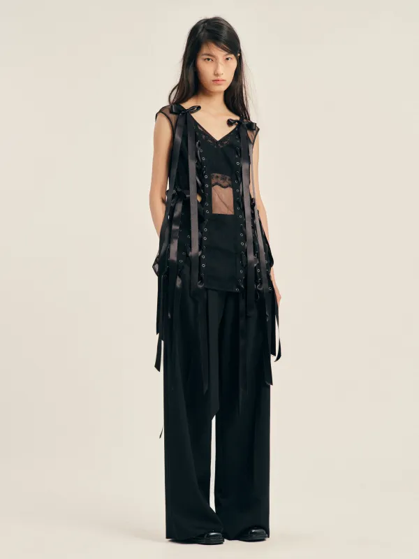 Unraveling Ribbon Portrait Top made by Simone Rocha