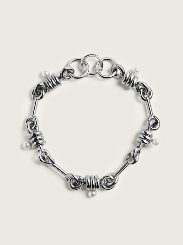 Stacked Link Pearl Chain Necklace made by Simone Rocha