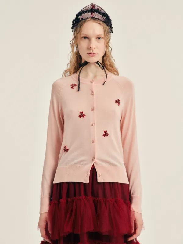 Embellished Classic Merino Silk Cardigan made by Simone Rocha