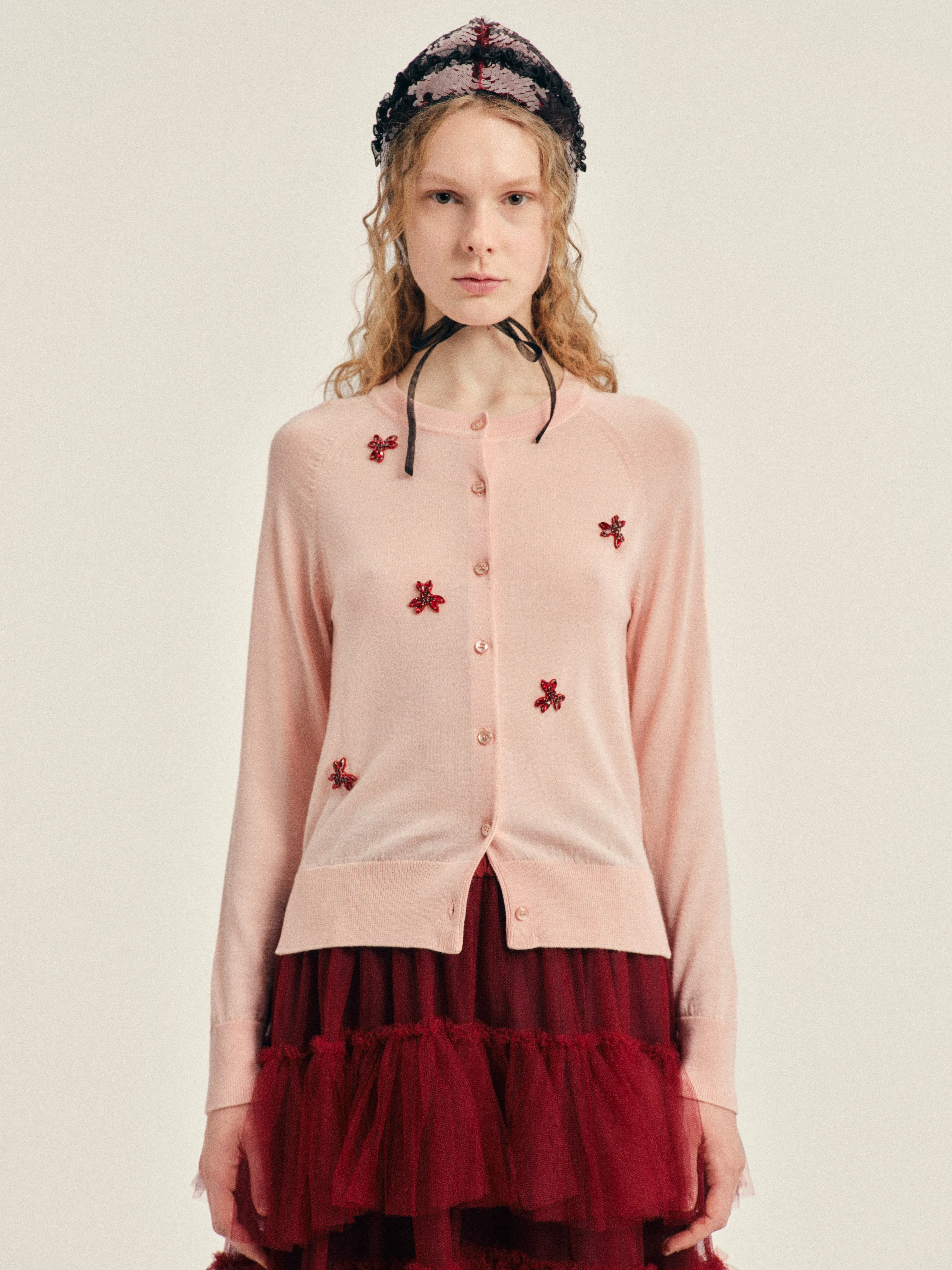 Embellished Classic Merino Silk Cardigan sold by Simone Rocha