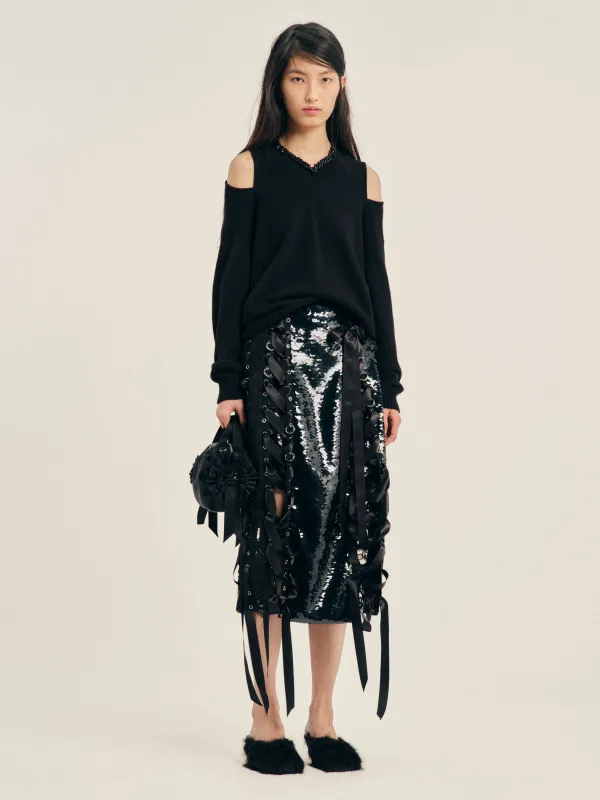 Unraveling Ribbon Patchwork Ring Skirt made by Simone Rocha