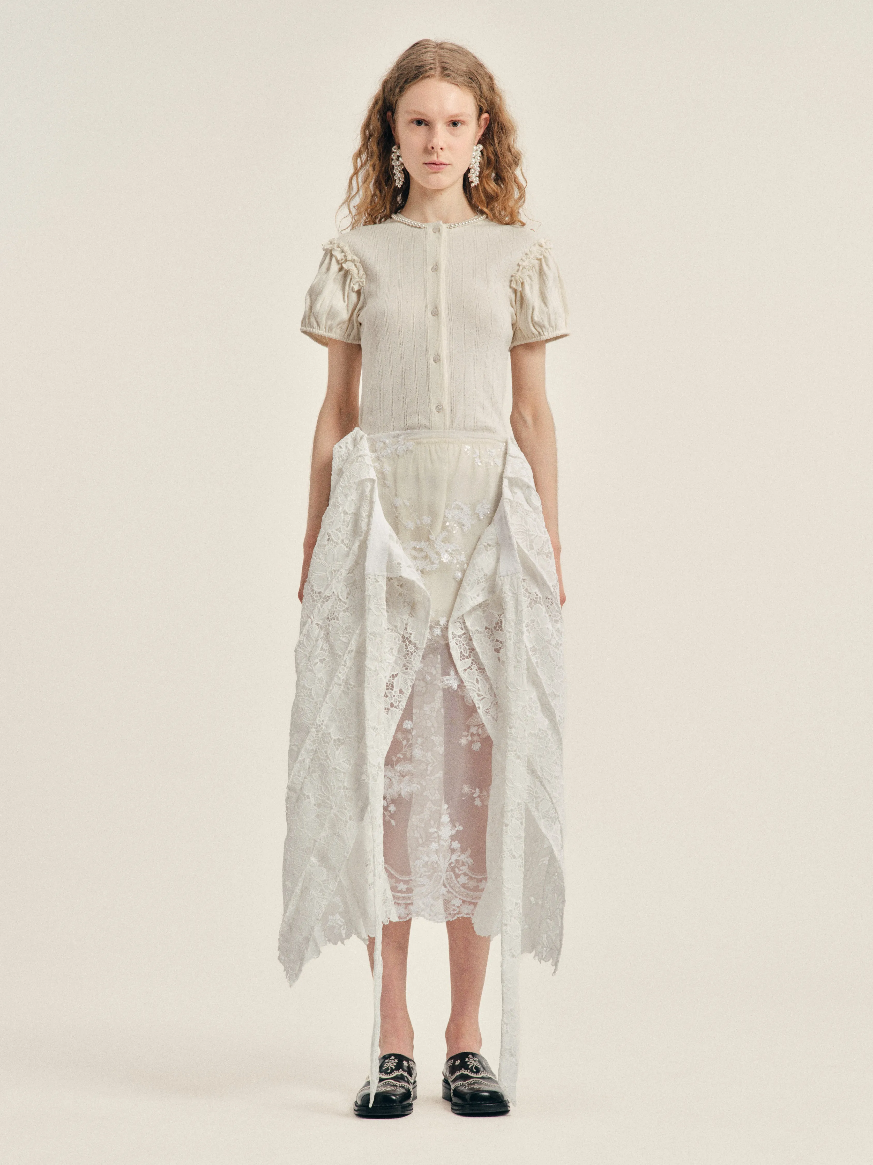 Pleated Sheer Panel Wrap Skirt sold by Simone Rocha