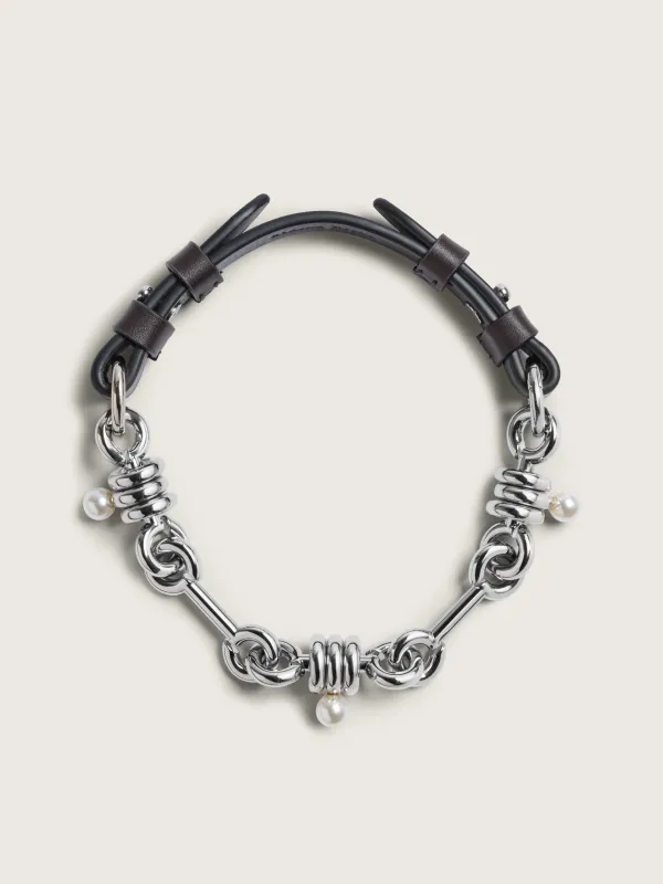 Bridle Stacked Link Pearl Chain Necklace made by Simone Rocha