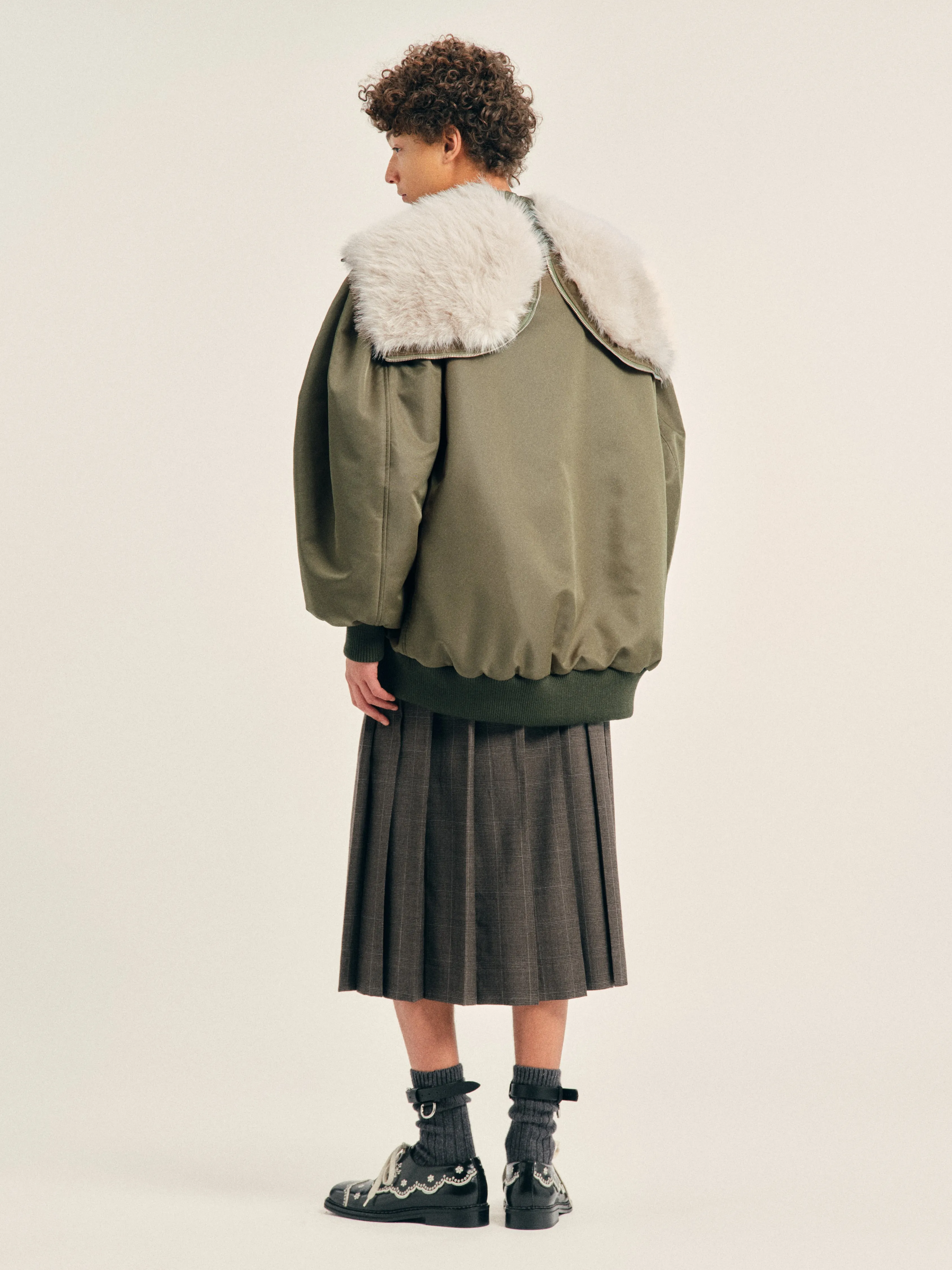 Oversized Split Faux Fur Hood Bomber Jacket sold by Simone Rocha product image thumbnail 3